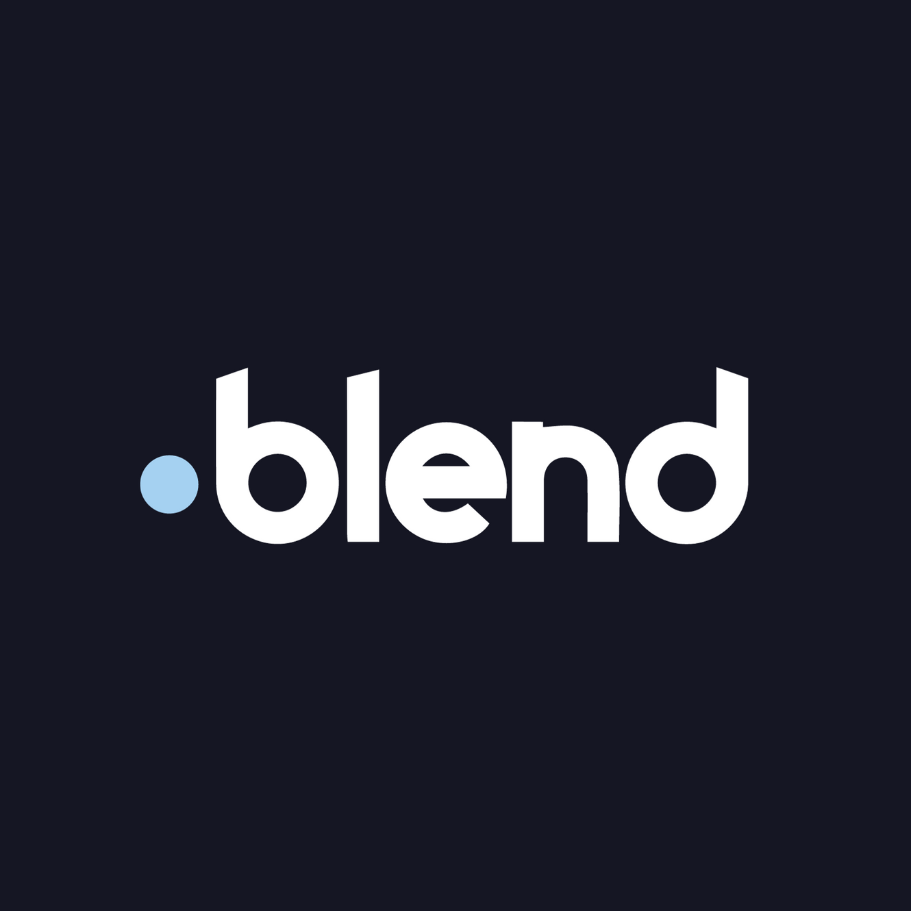 The logo of blend, a company or product, with the word 'blend' in lowercase white letters and a light blue dot before the text against a dark background.