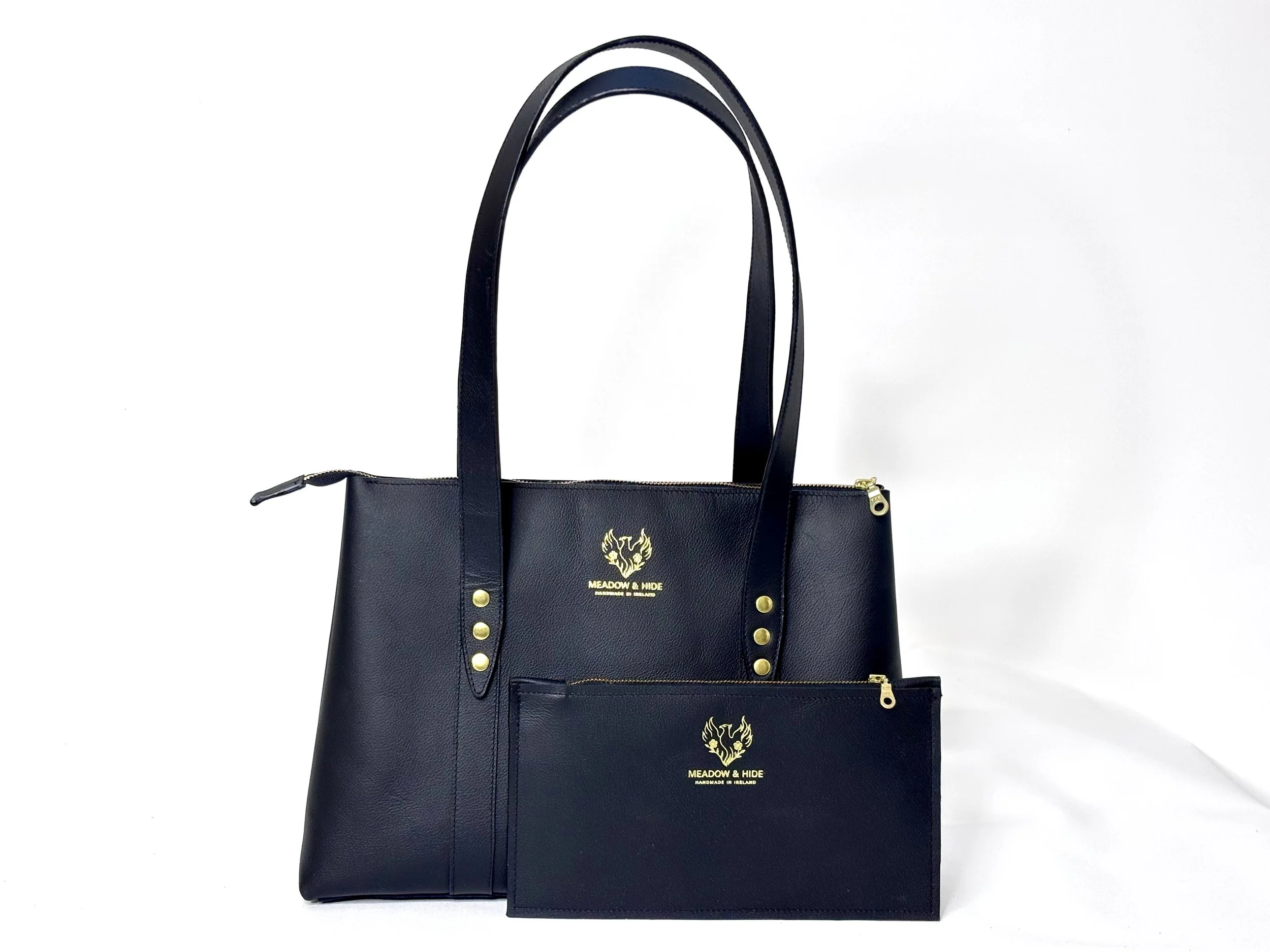 Black zippered Tote with bag organiser Meadow & Hide.jpeg