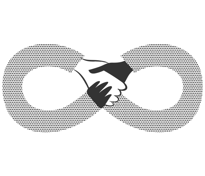 Editorial illustration of two shaking hands, symbolizing brand trust and connection.