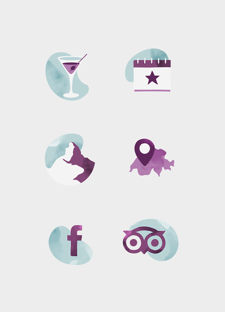 Bespoke social media icons for a luxury hotel.