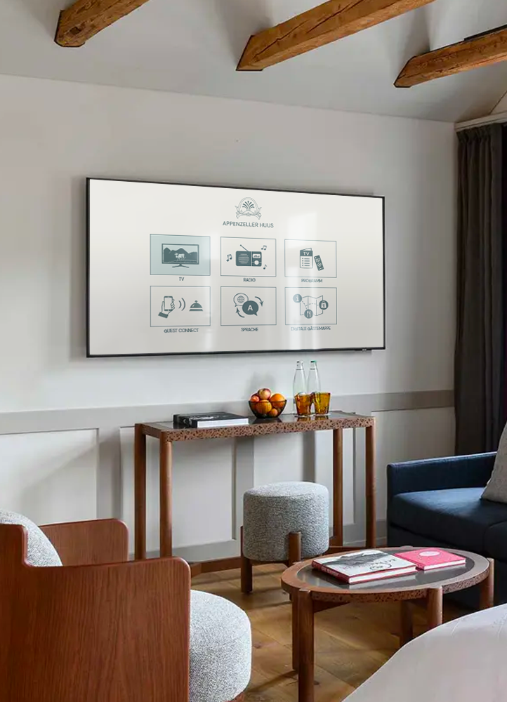 Custom-designed icons for the hotel’s in-house television system.