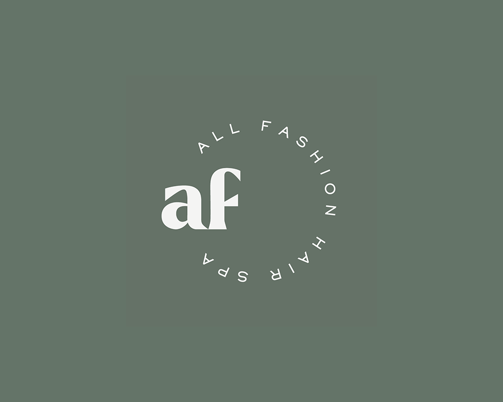 A minimal circular logo with a monogram on a  forest green background, made for an Italian hair spa.