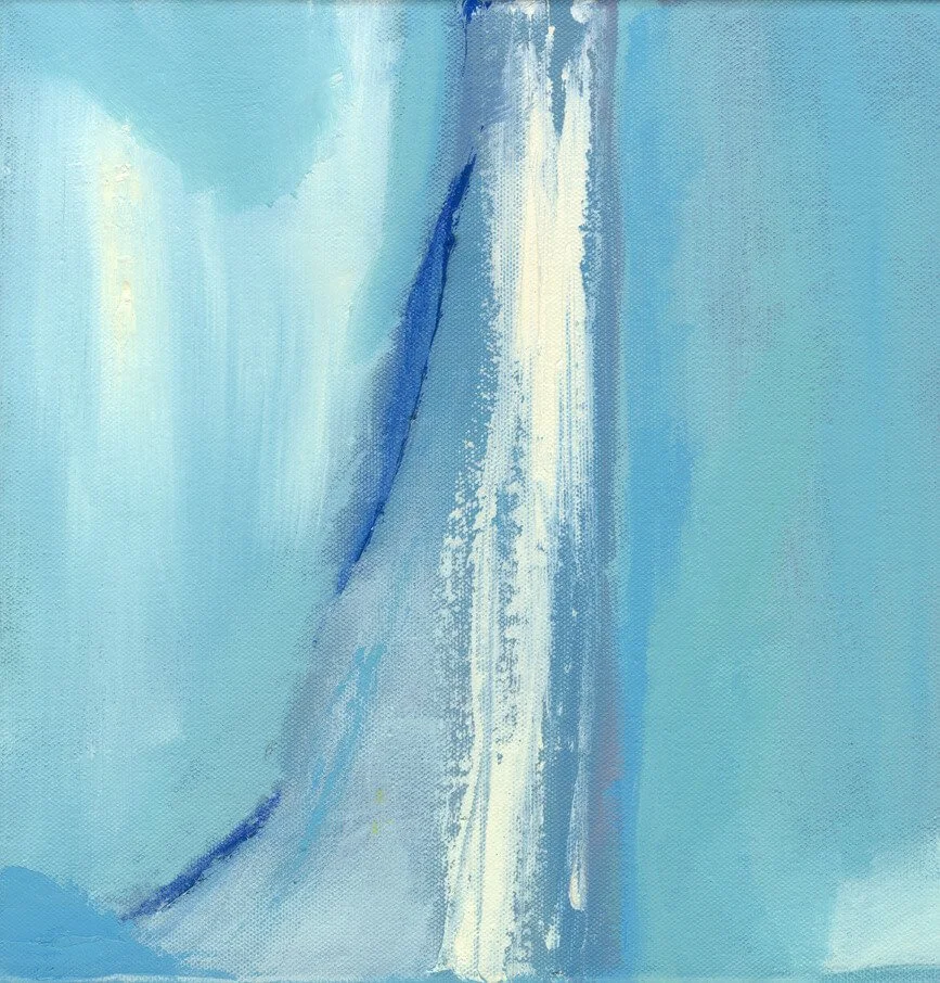 Choppy waters, oil on canvas, framed, 30 x 30 cm