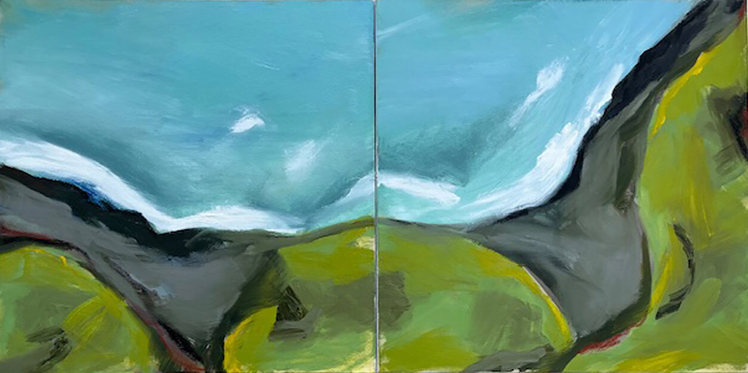 Cove nr Sennen (diptych), oil on canvas, 100 x 50 cm