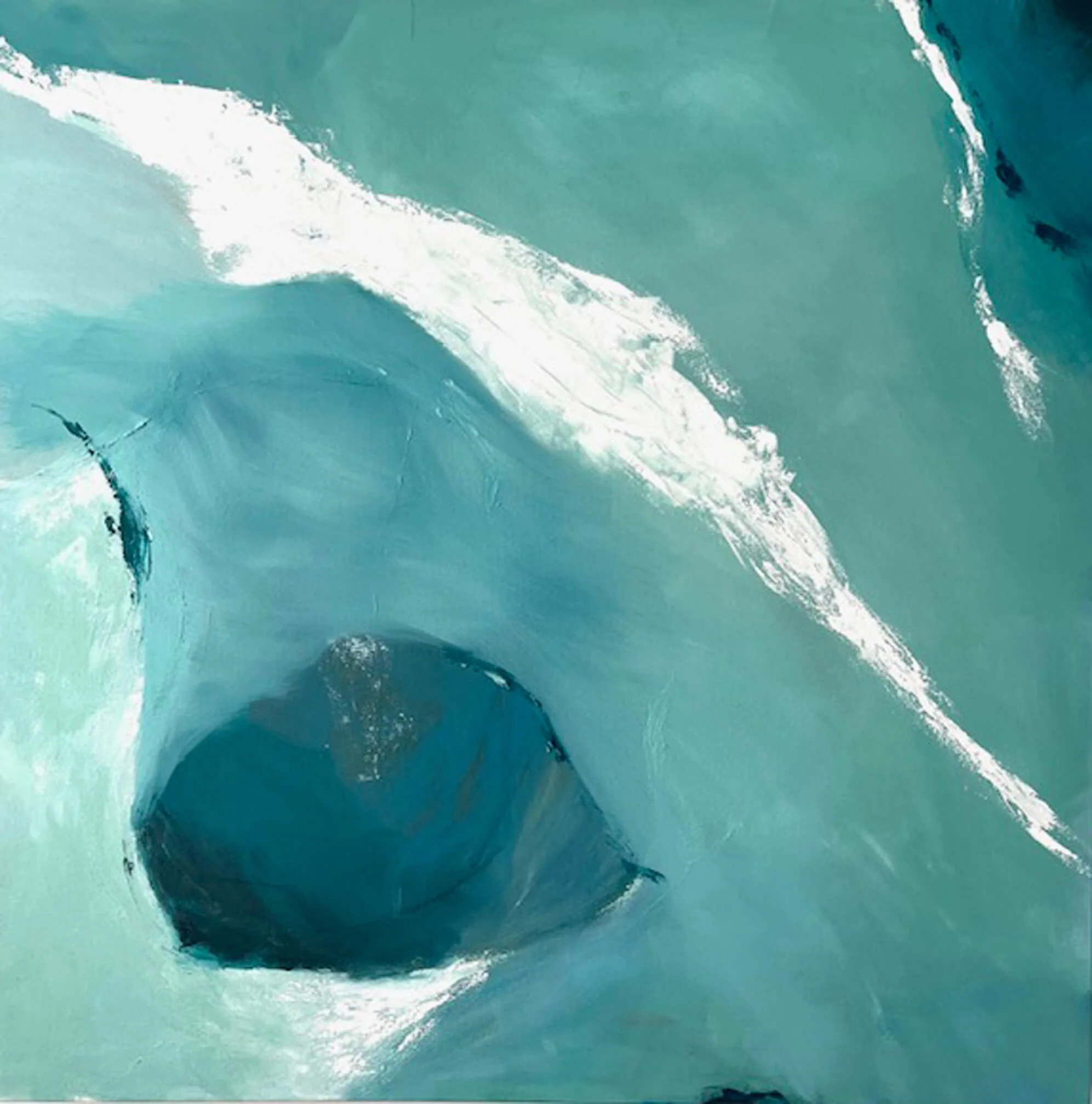 Deeper, from above, oil on canvas, 100 x 100 cm