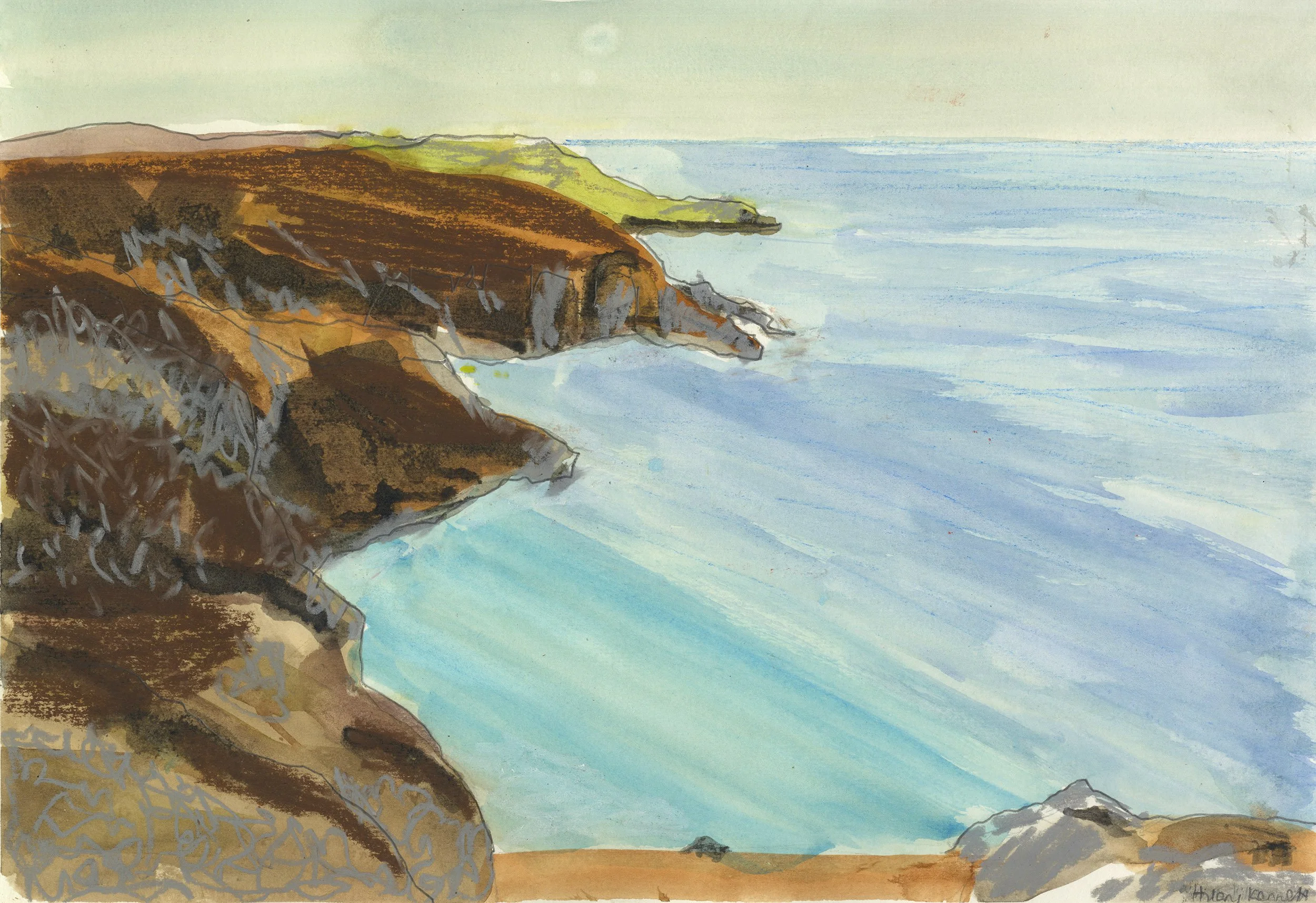 North Cornwall, mixed media, mounted and framed, 55 x 45 cm