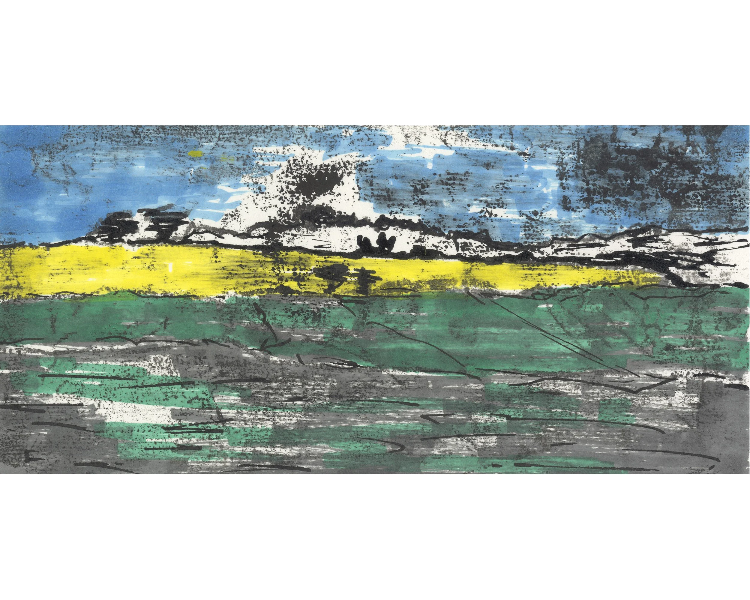 
Gyllyvase, monoprint, 50 x 40 cm