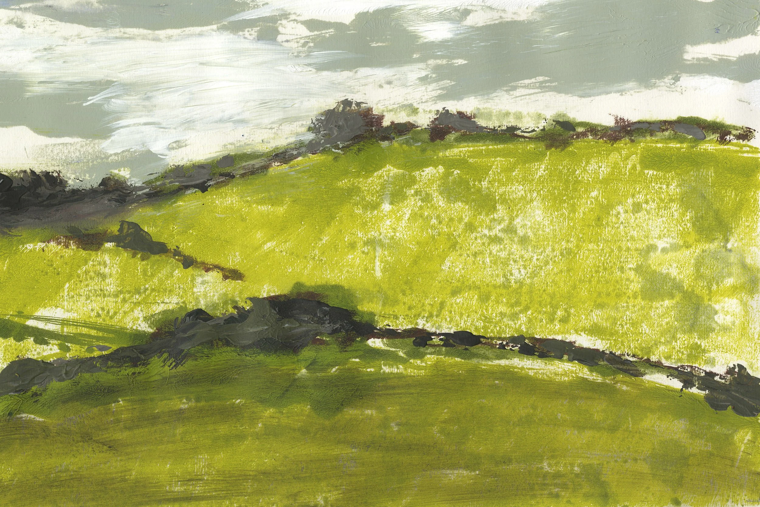 Downland II, monoprint, framed, 50 x 40 cm