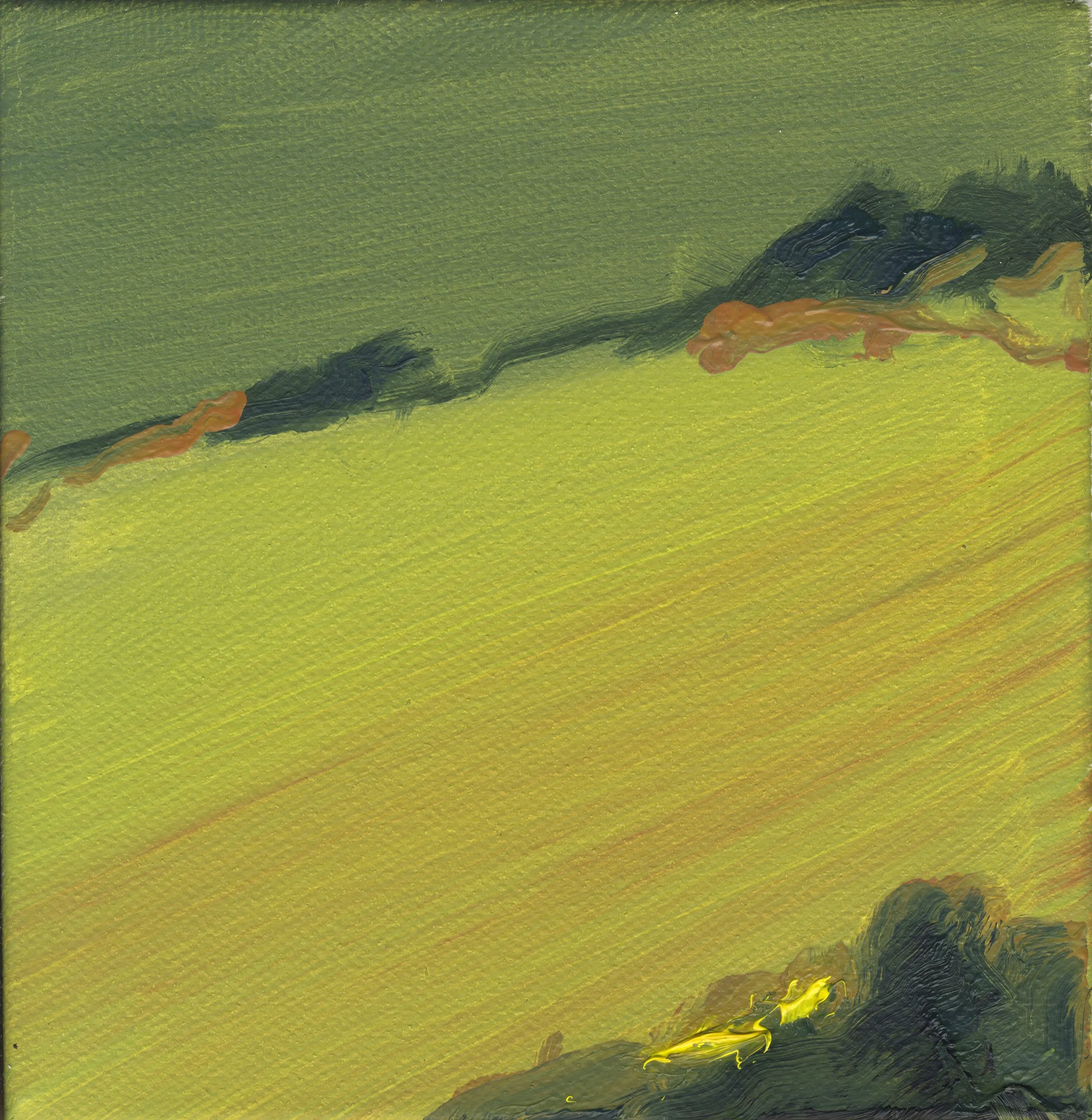 South Downs nr. Steyning 2, oil on canvas, in white wooden shadow frame, 30 x 30 cm