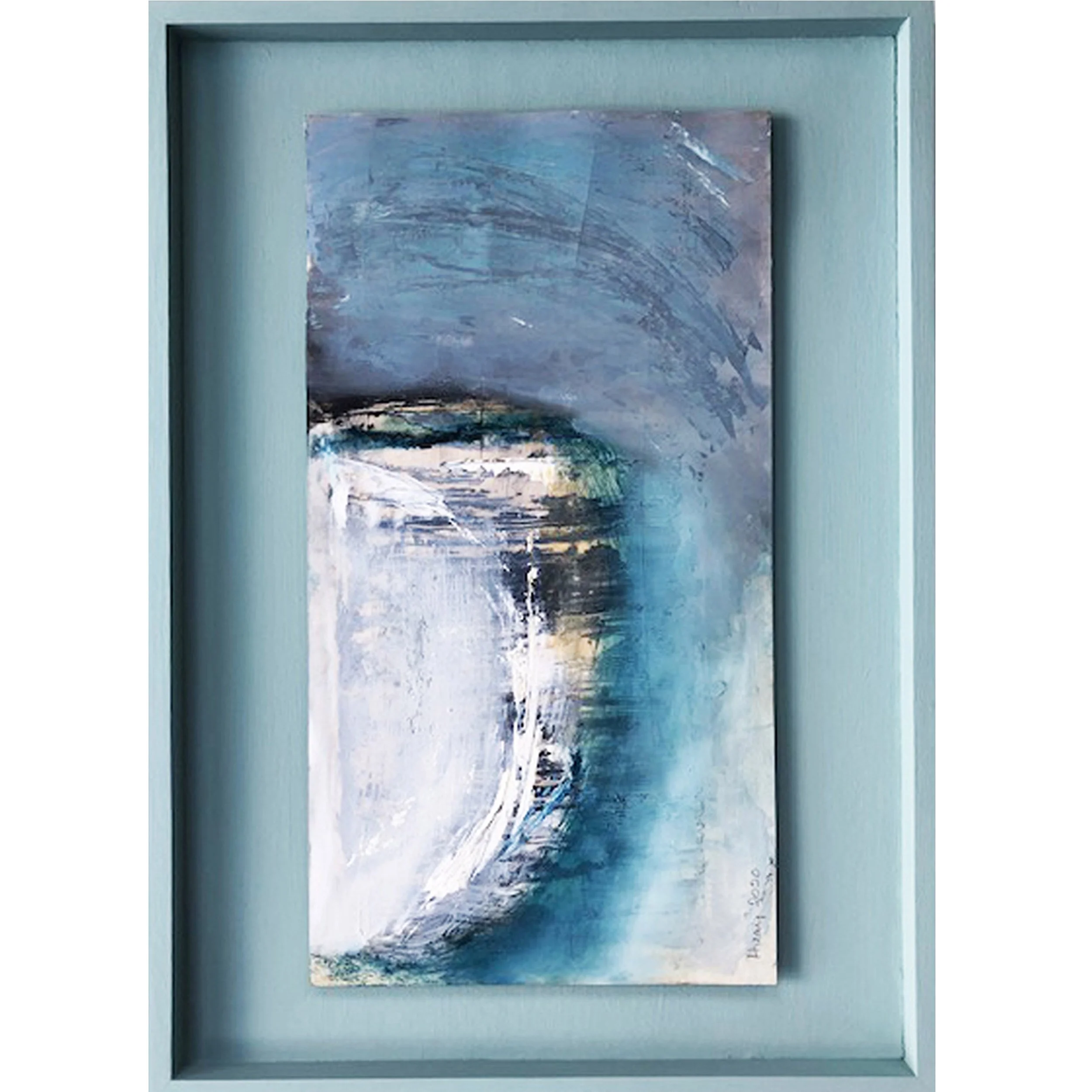 The big blue, oil on board, framed 32 x 44 cm