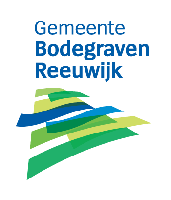 Logo van de gemeente Bodegraven-Reeuwijk met groene en blauwe golvende lijnen.