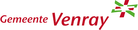 Logo met tekst 'Gemeente Venray' en grafisch ontwerp.