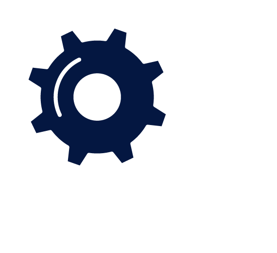 Magnifying glass focusing on a gear icon, representing technical analysis or system inspection.