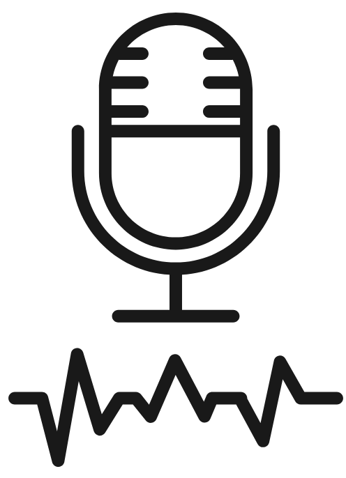 Icon of a microphone with sound wave underneath.