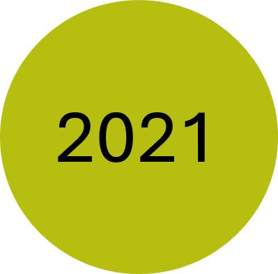 Yellow-green circle with "2021" in black text.