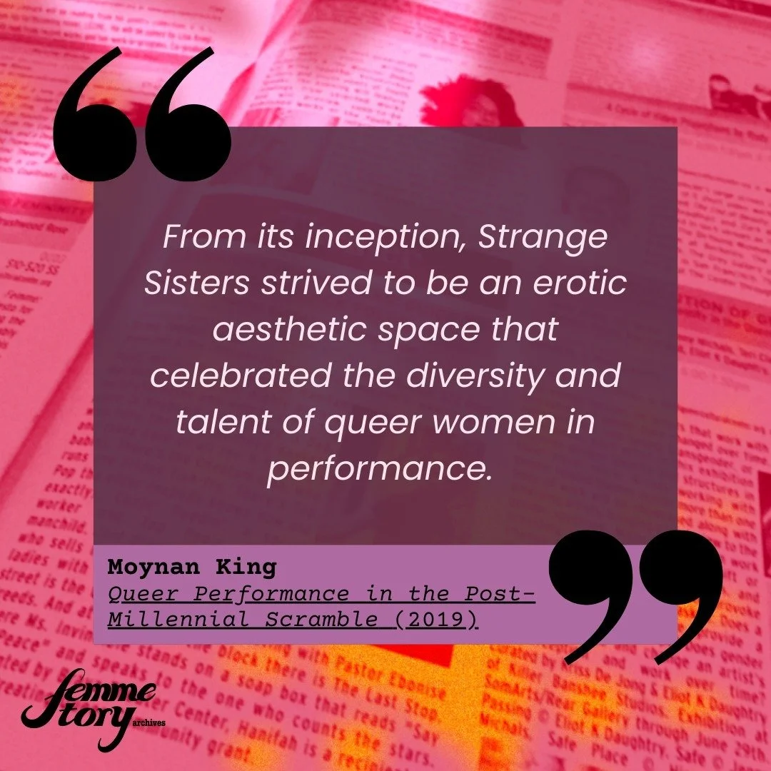 Thank goodness for queer archives and queer culture historians! In most of what I've read online, the Strange Sisters cabaret is cited as starting in 1990, but reading Moynan King's research and looking closely the flyers in @thearquives collection t