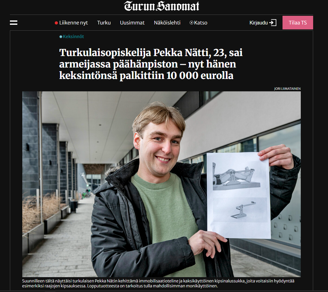 Pekka Nätti, Turun Sanomat, Raajojen hoidon uusi apuväline