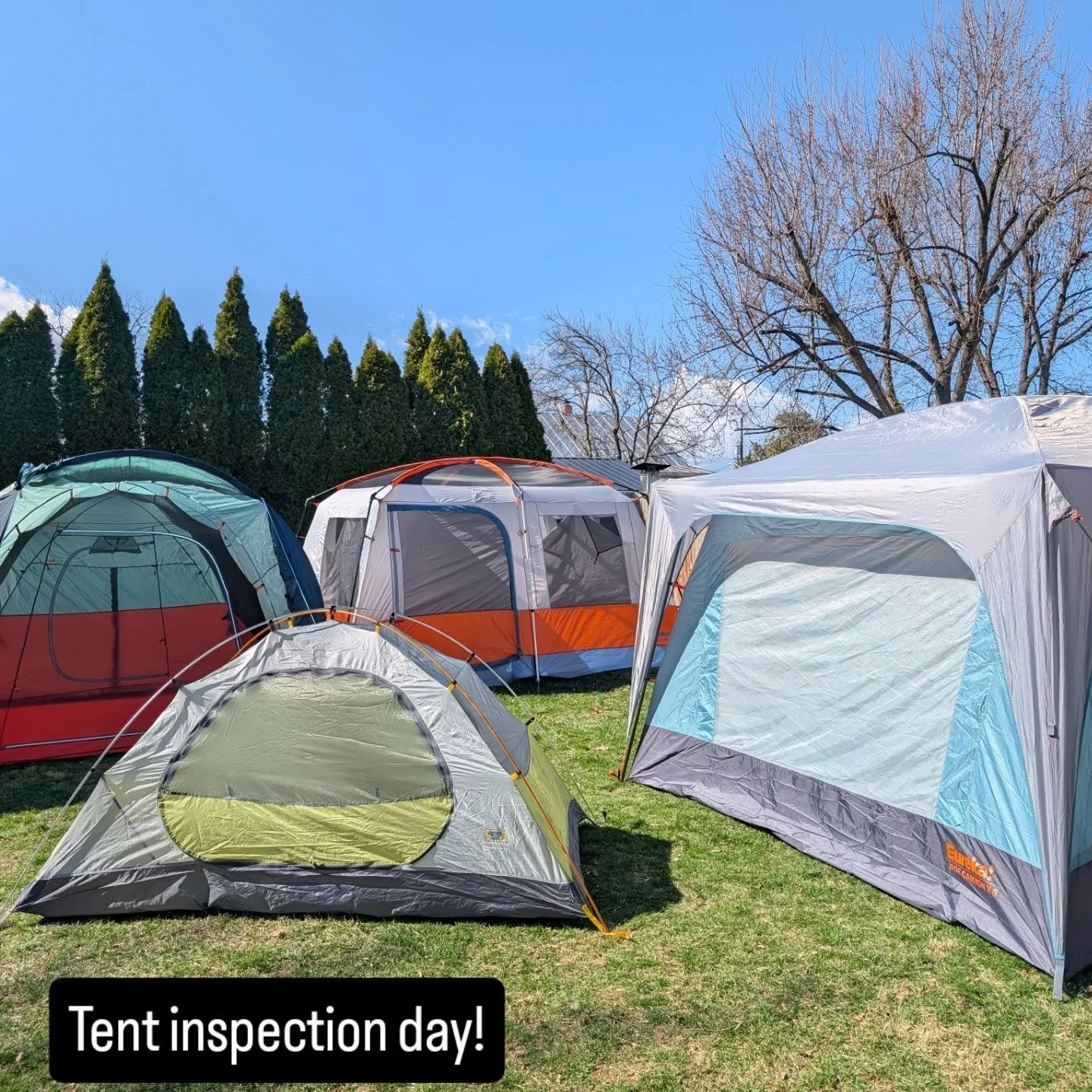 Inspection day in the backyard 🏕️ These will be available when we open our doors this spring!
