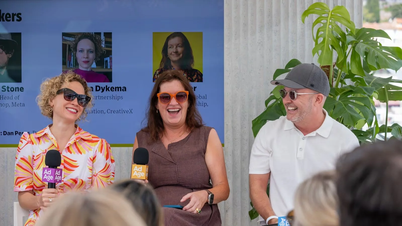Rebecca Dykema speaking at Cannes Lions with AdAge in 2024