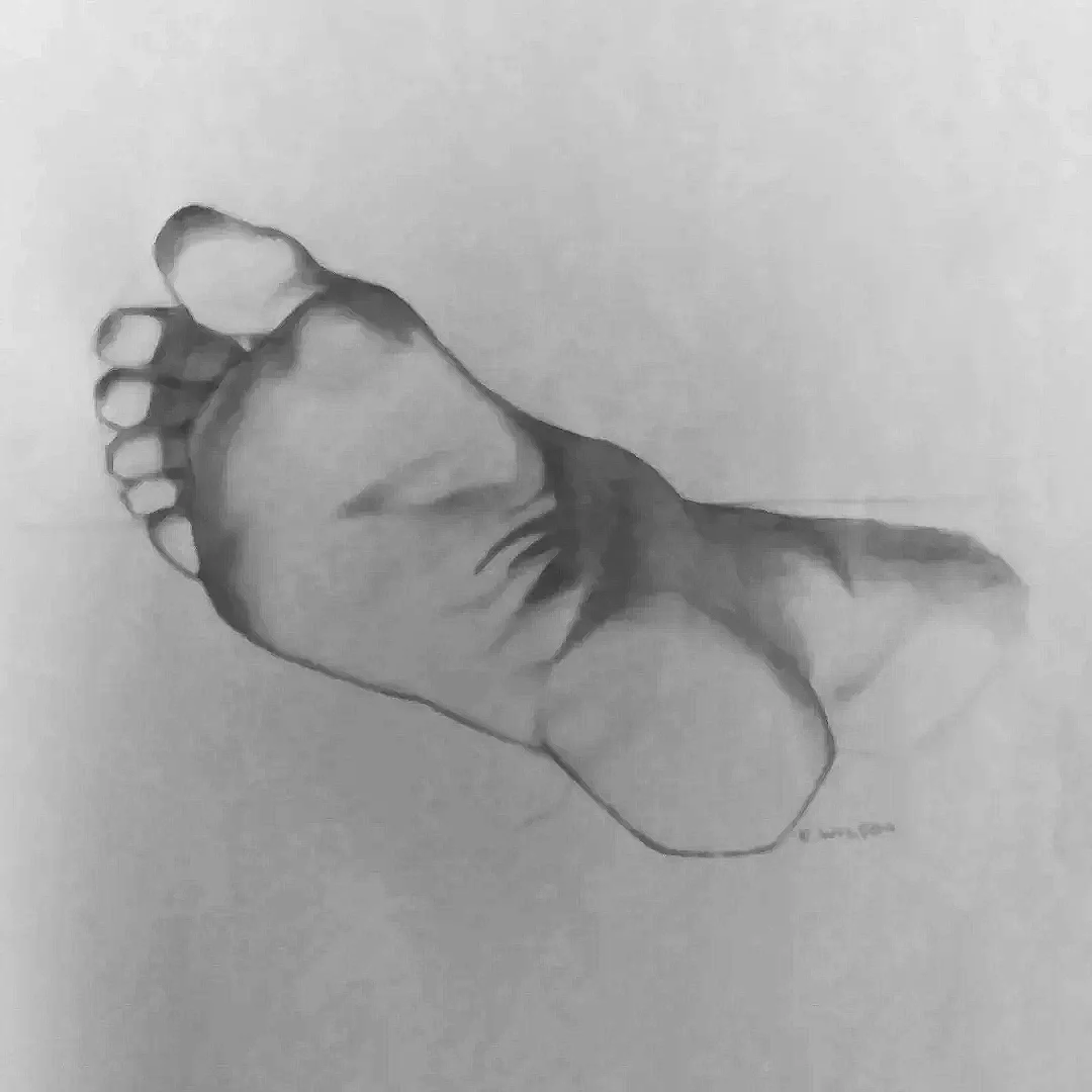 Foot Study, 8" x 10", Metal Pointe on Paper