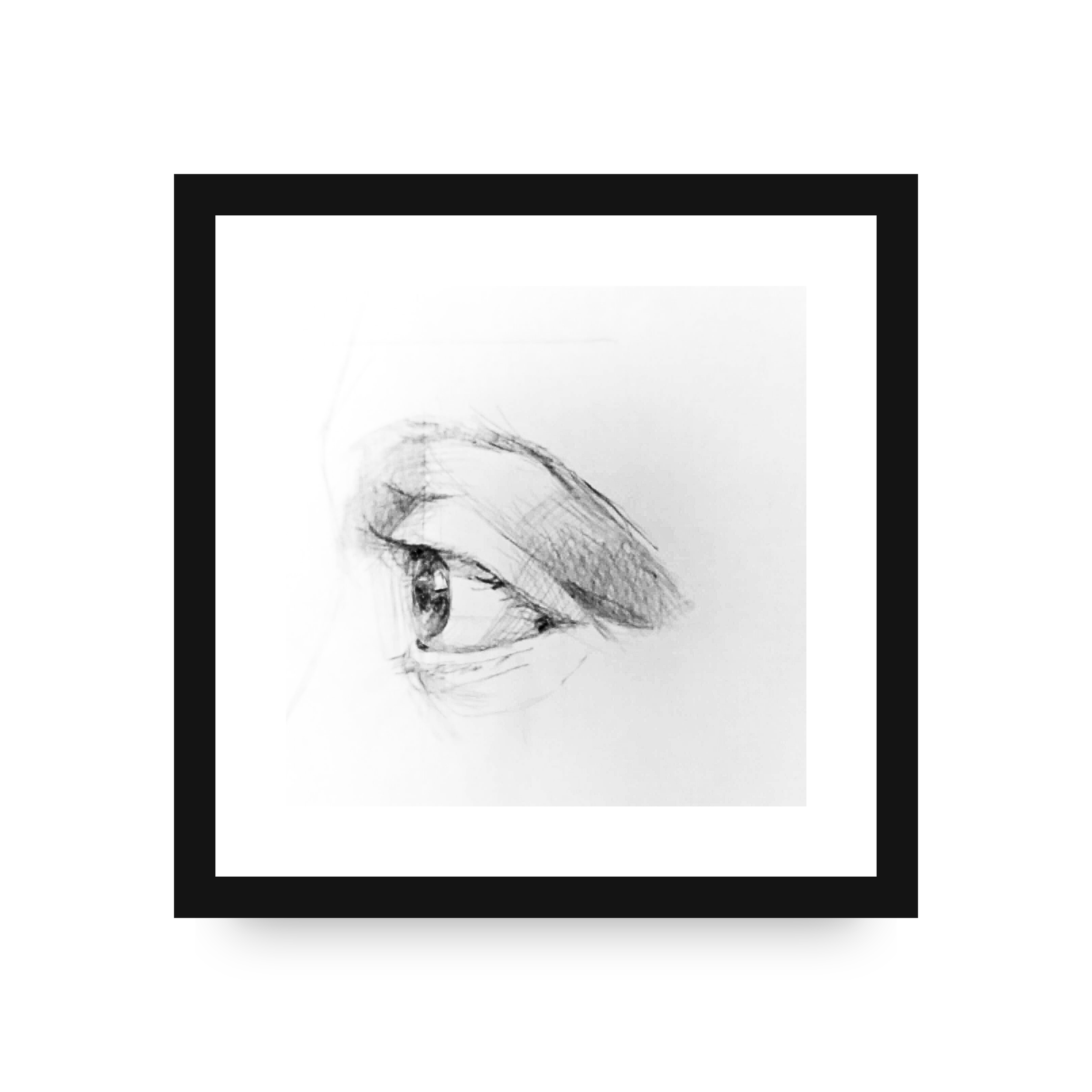 Photograph of original silverpointe sketch of an eye by Michigan artist Erin Wilson