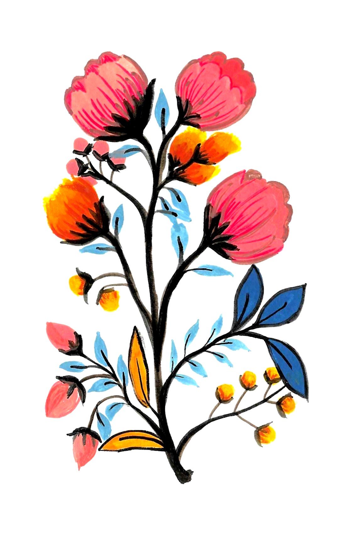 "Summer Flowers" 5x7 Acrylic on Paper