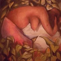 Study of Diego Rivera's "Bather of Tehuantepec", 8"x8", Colored Pencil on Paper
