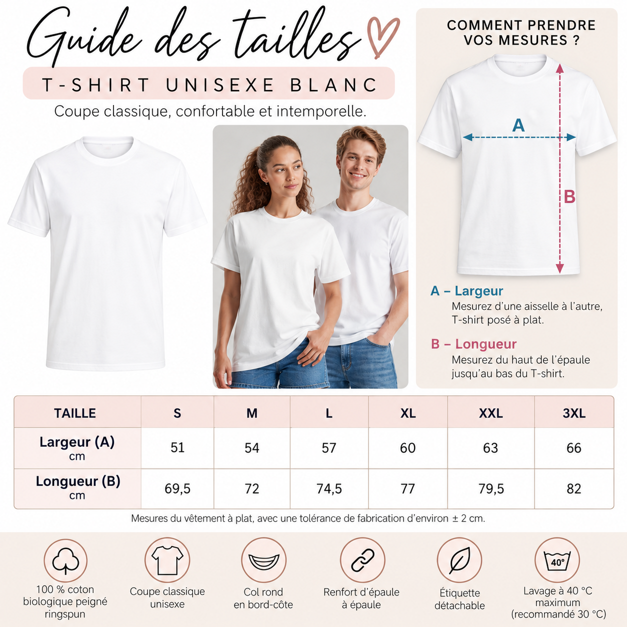 Guide des tailles _ T-shirt unisexe blanc.png