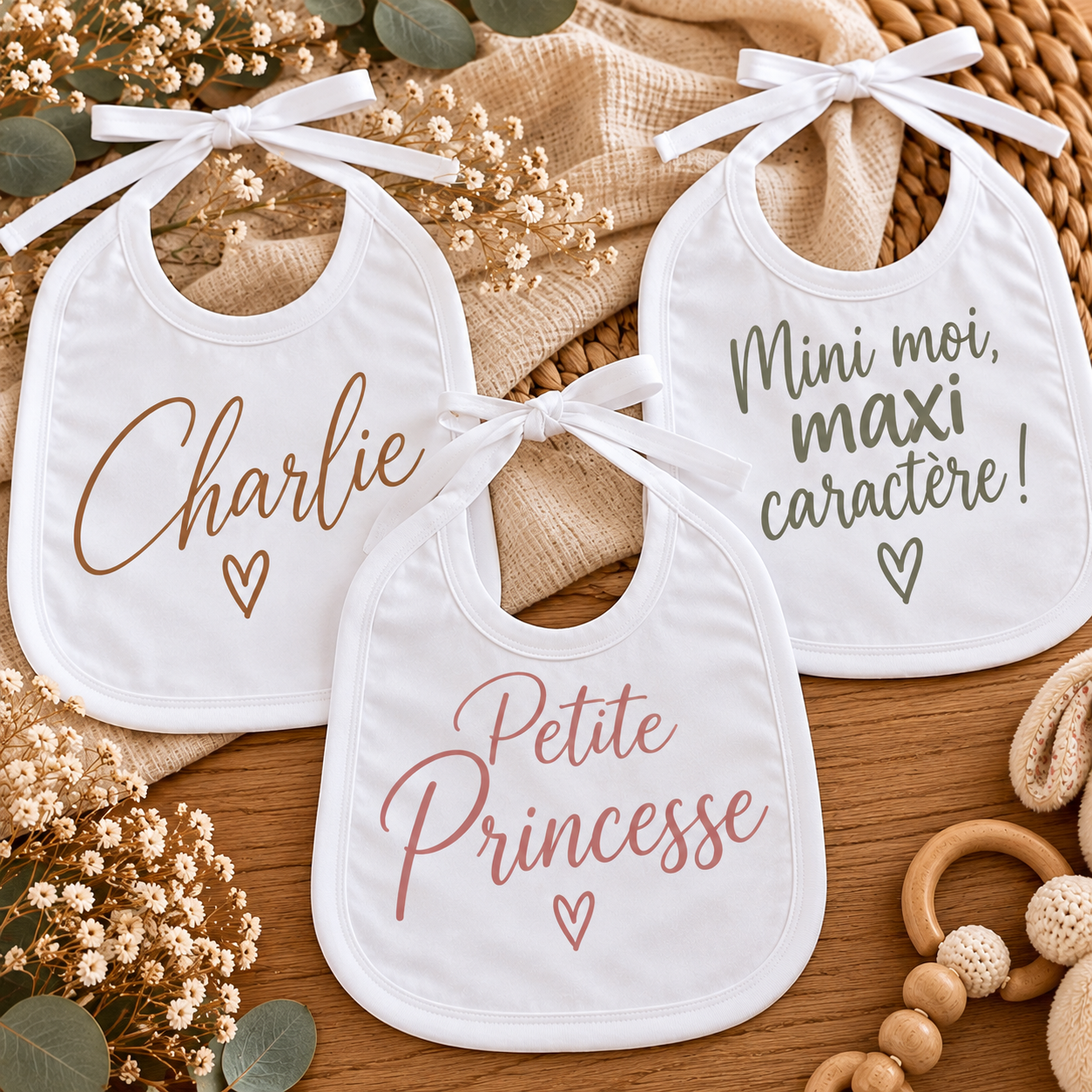 Personalised Baby Bibs in Warm Neutral Tones.png