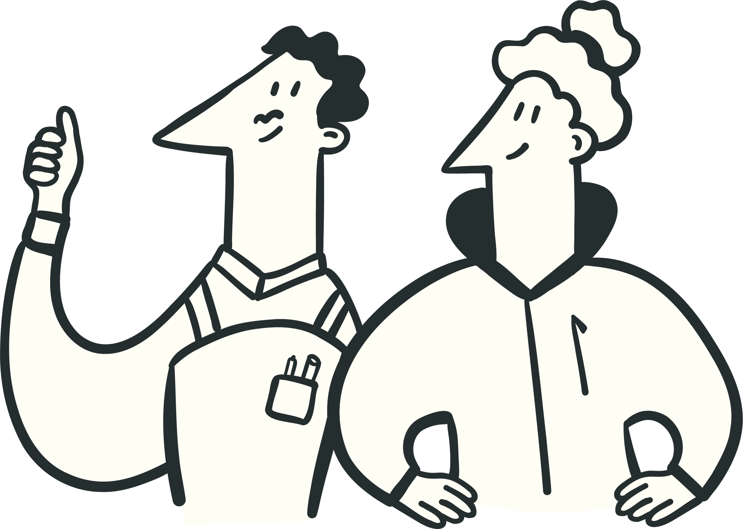 Mo und Mona sind zwei Handwerker*innen. Sie sind die beiden illustrierten Sympathie-Figuren von der Marke Matchmeister.