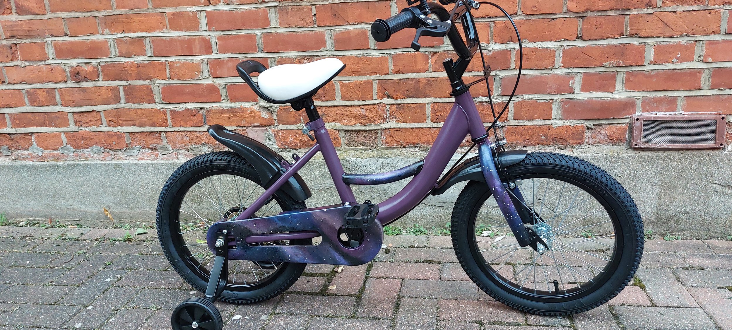 Hand painted Purple Galaxy kids bike
