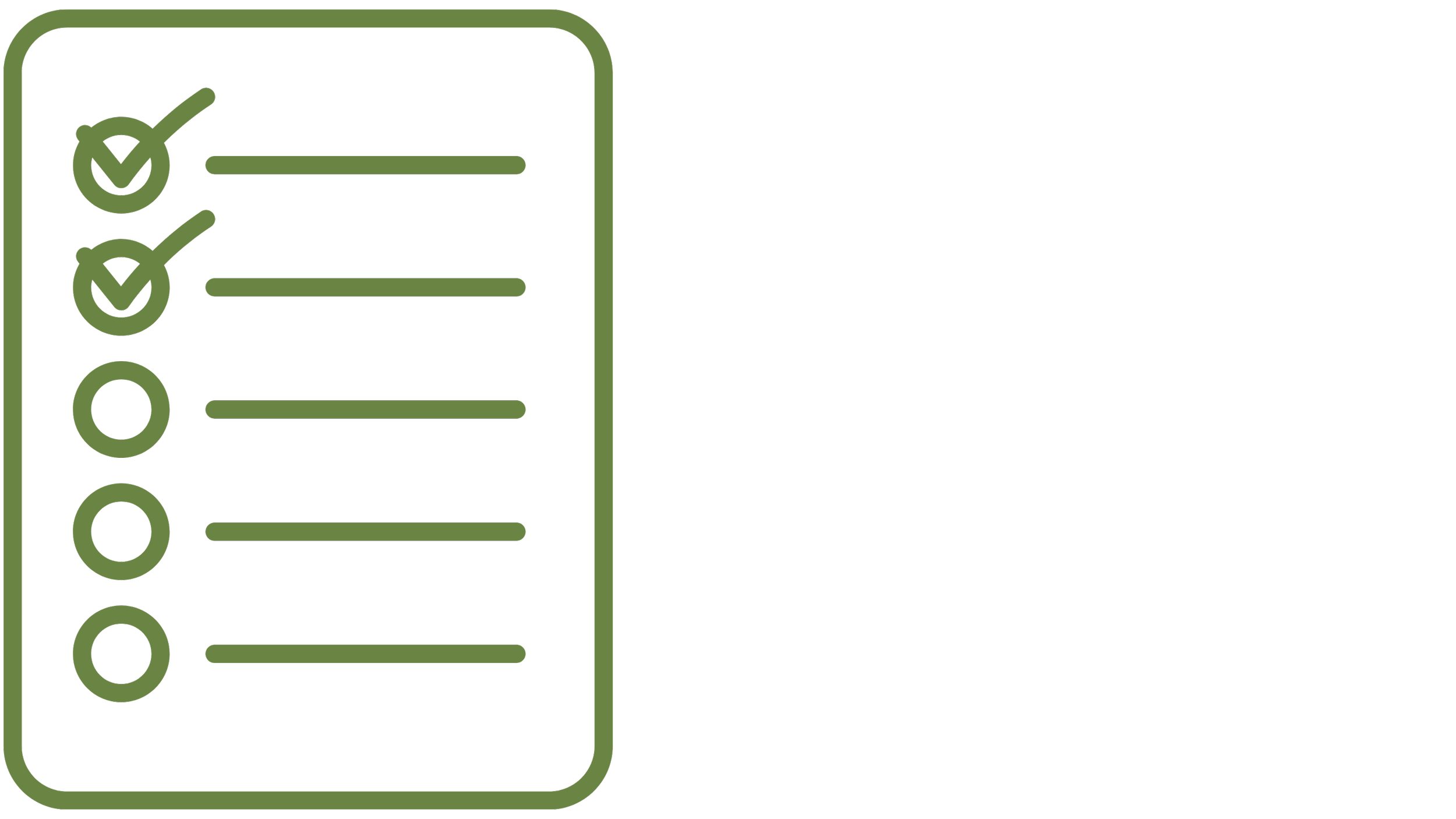 Checklist with three items checked and two items unchecked, drawn in green on a black background.