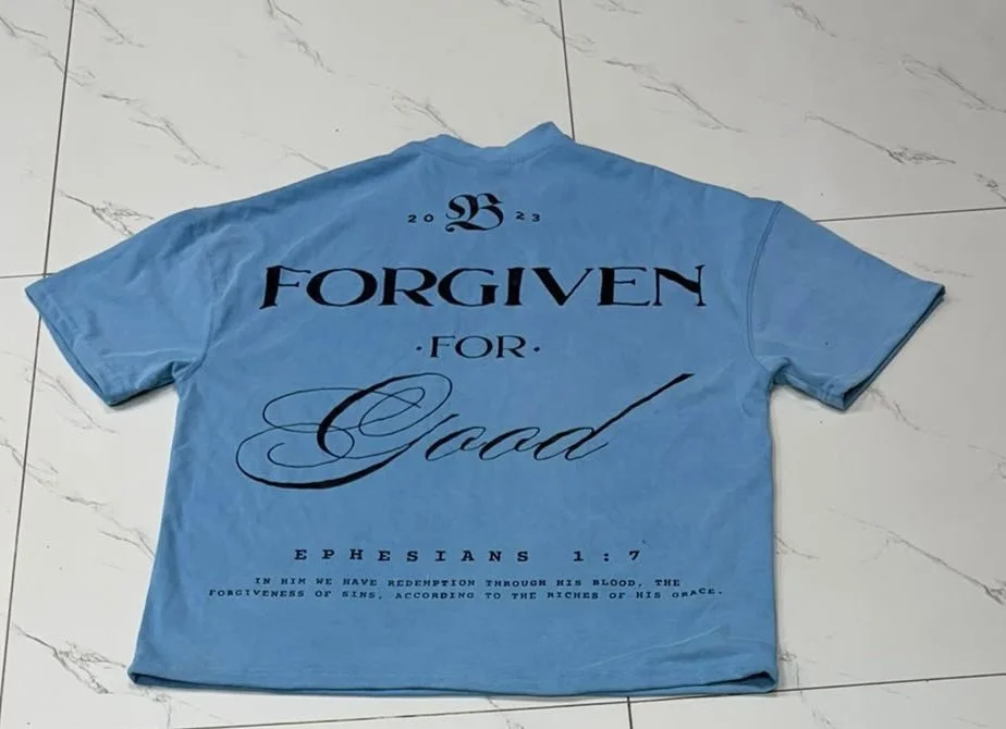 NEW! Acid Washed Baby Blue “Forgiven For Good” Oversized Tee