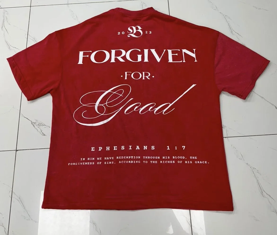 NEW! Acid Washed Red “Forgiven For Good” Oversized Tee