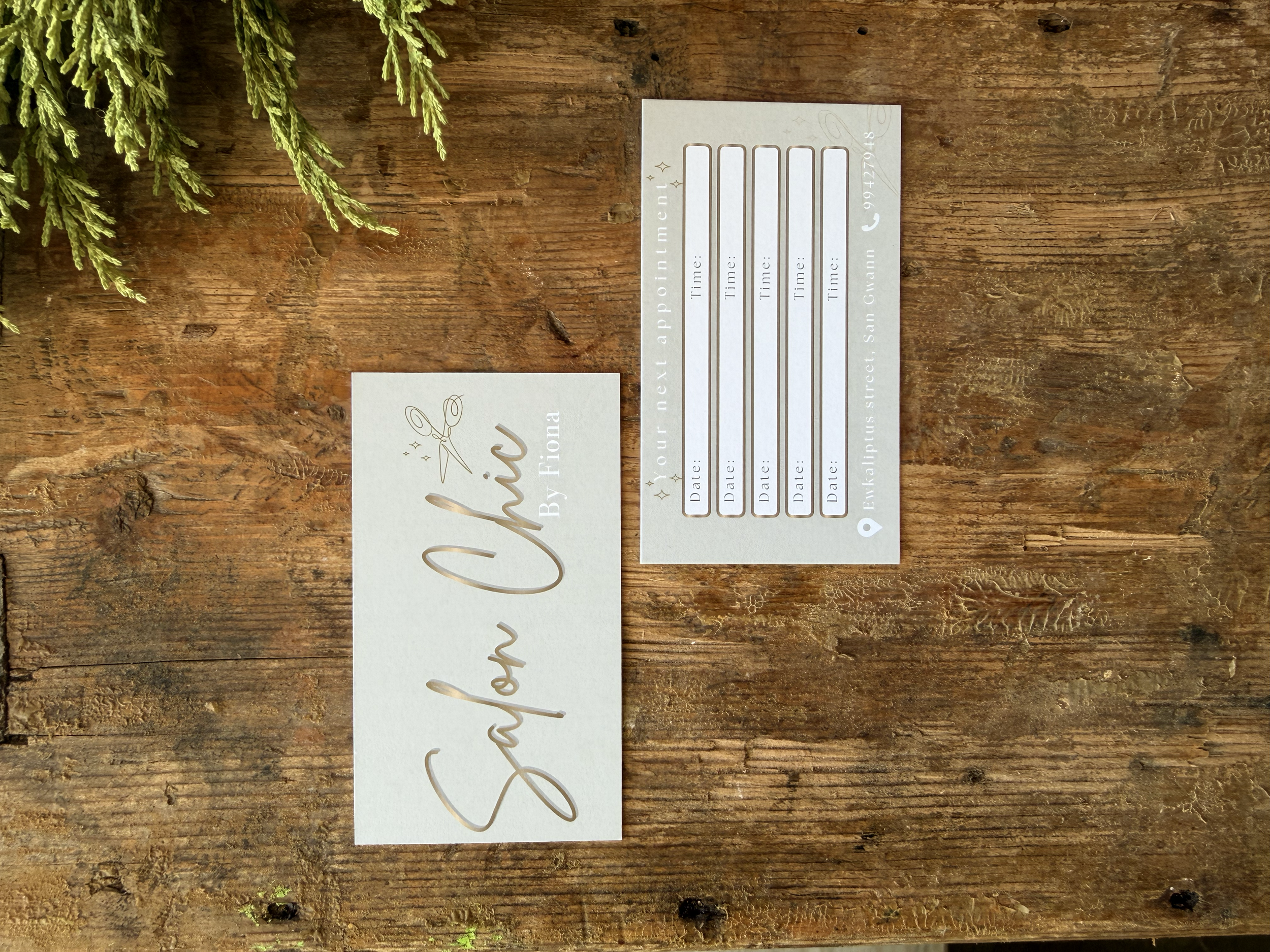 Appointment Cards for Salon Chic