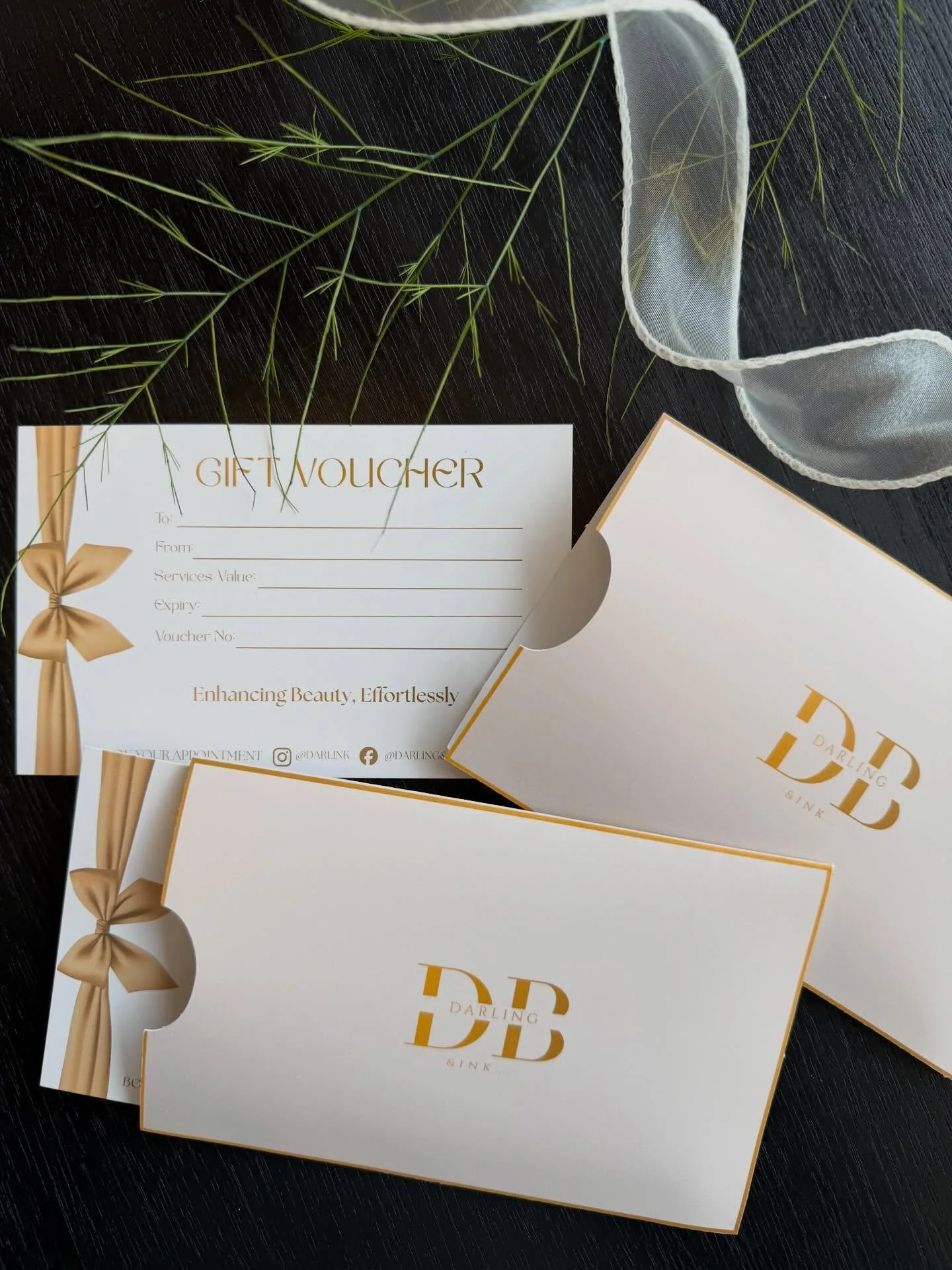 Custom gift vouchers designed for Darling &amp; Ink ✨

Created to reflect the brand&rsquo;s refined aesthetic while delivering a seamless, premium customer experience.

Looking to create custom gift vouchers for your business?

📩 Get in touch to sta