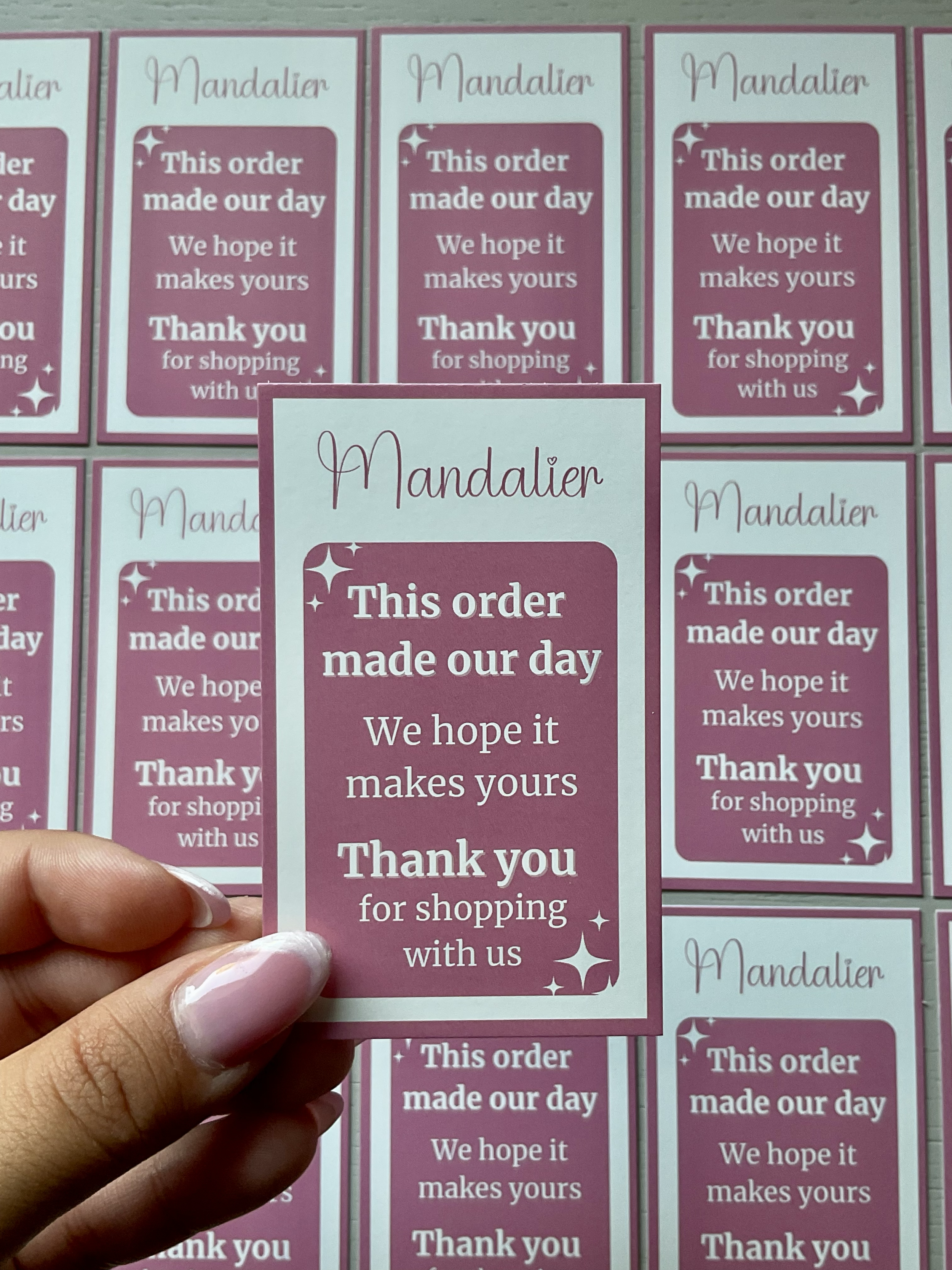 Thank you cards for Mandalier