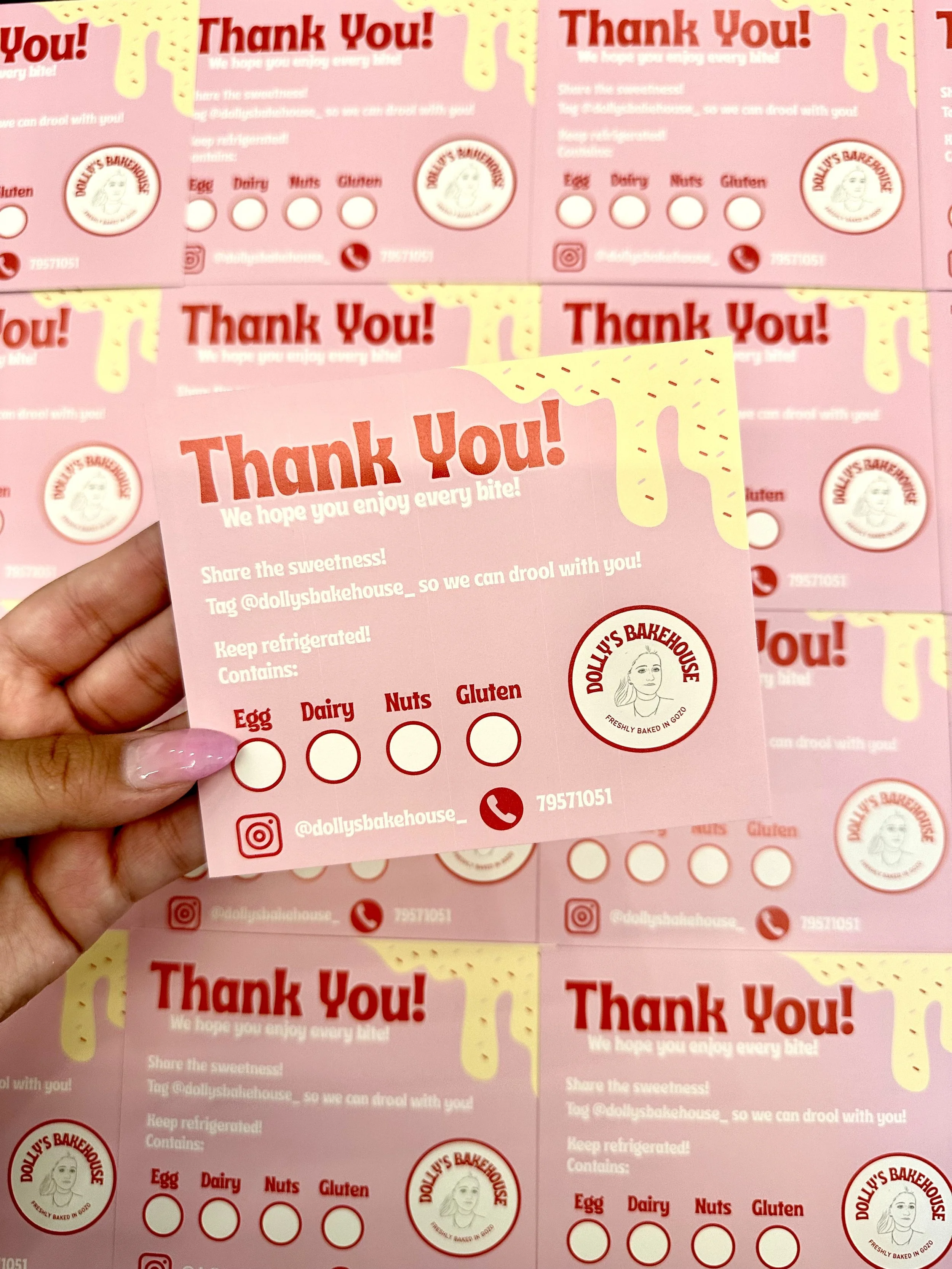 Thank you Cards for Dolly's Bakehouse 