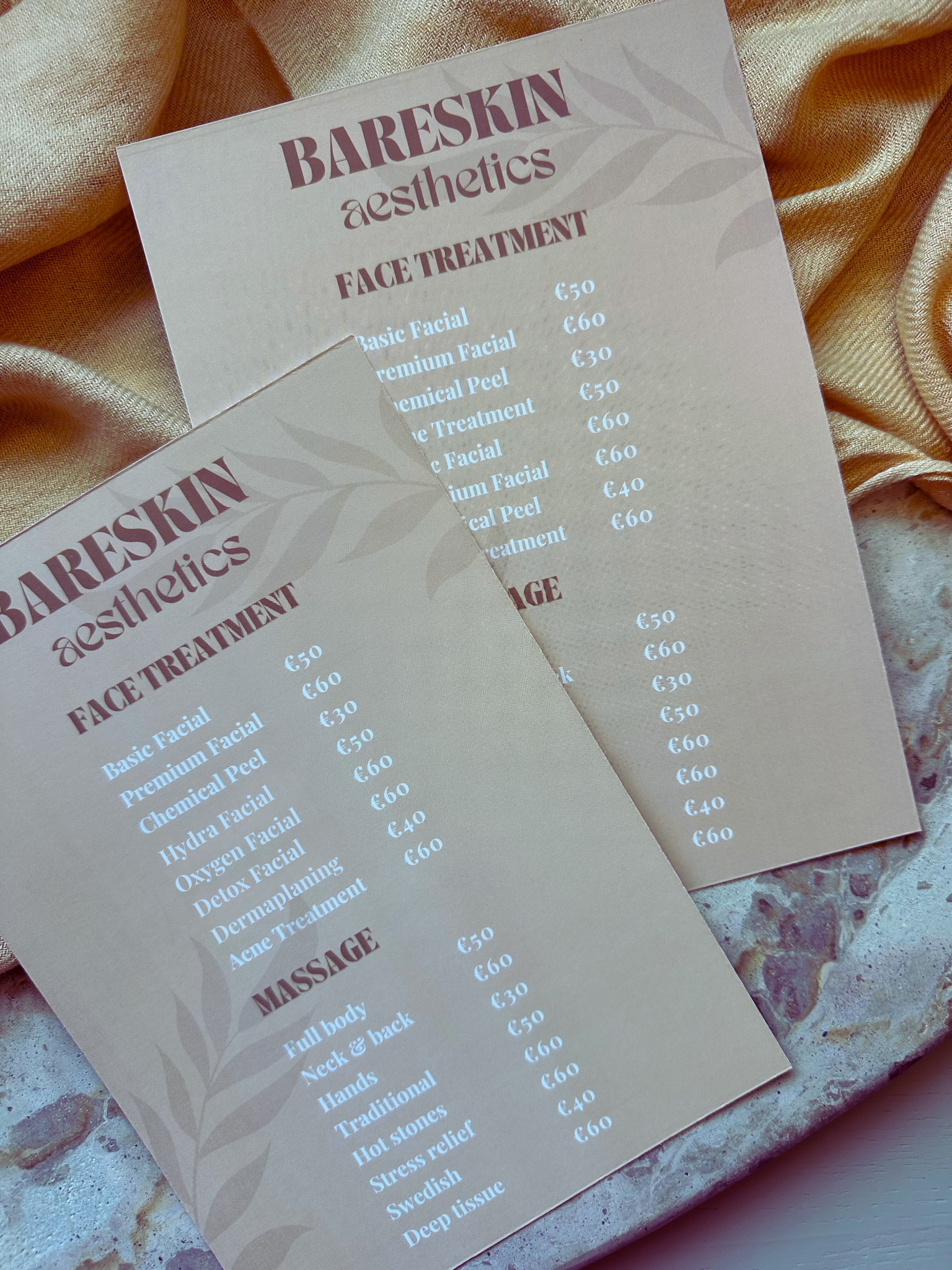 Treatment list with prices