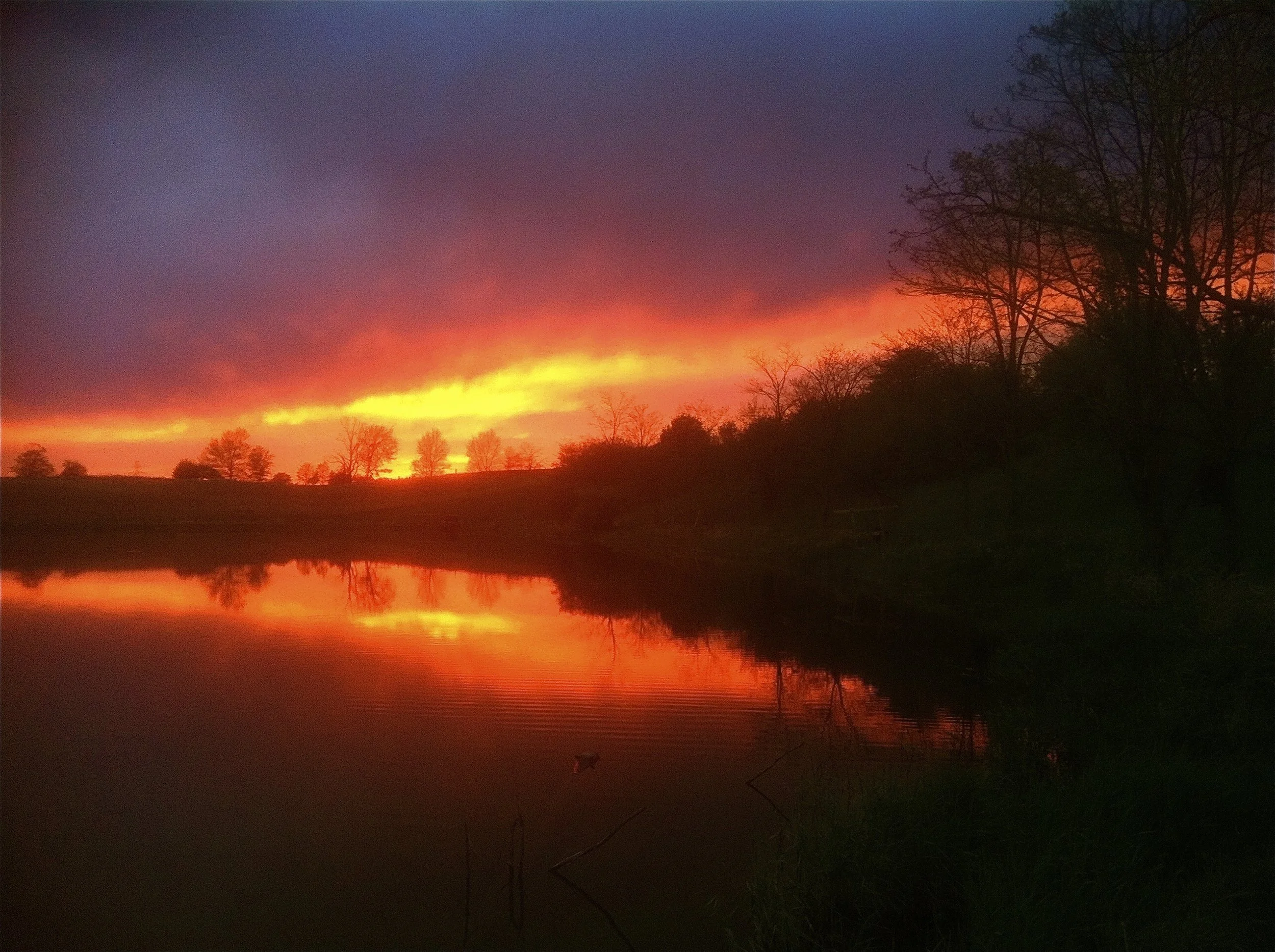 Sunset during Workshop at Terry Parker Family Farm Back Pond