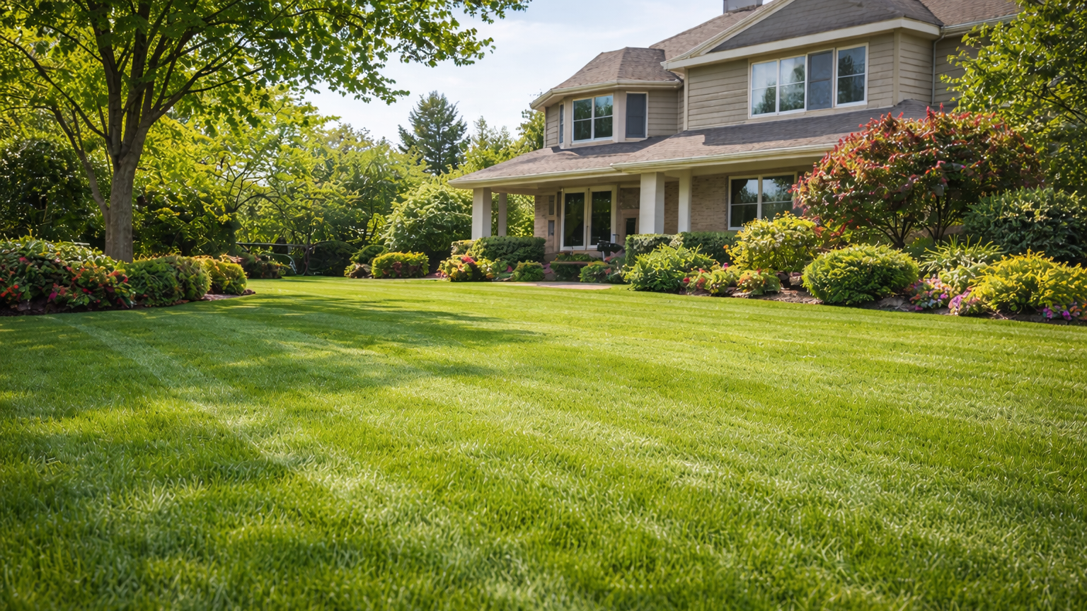 Thick, healthy residential lawn maintained with professional turf care in Illinois