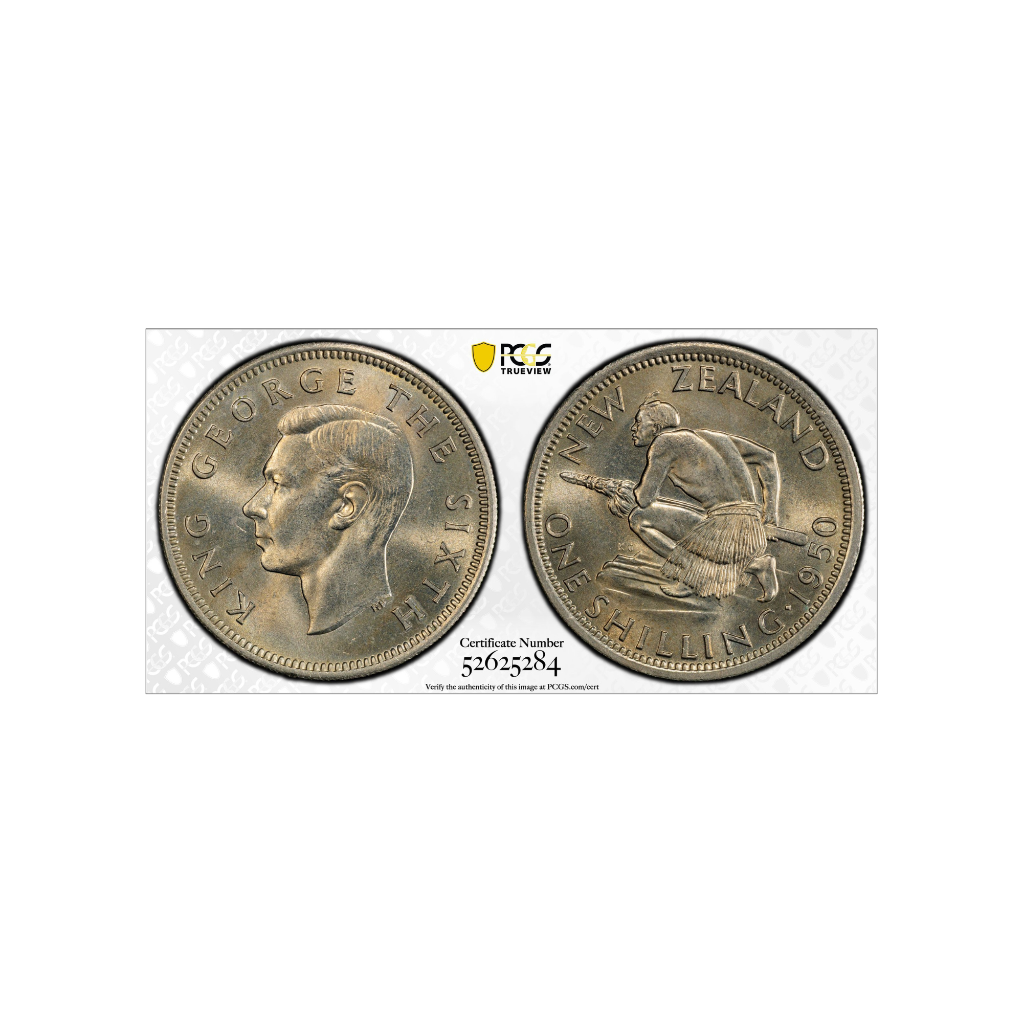 1950 New Zealand Shilling  PCGS MS 65