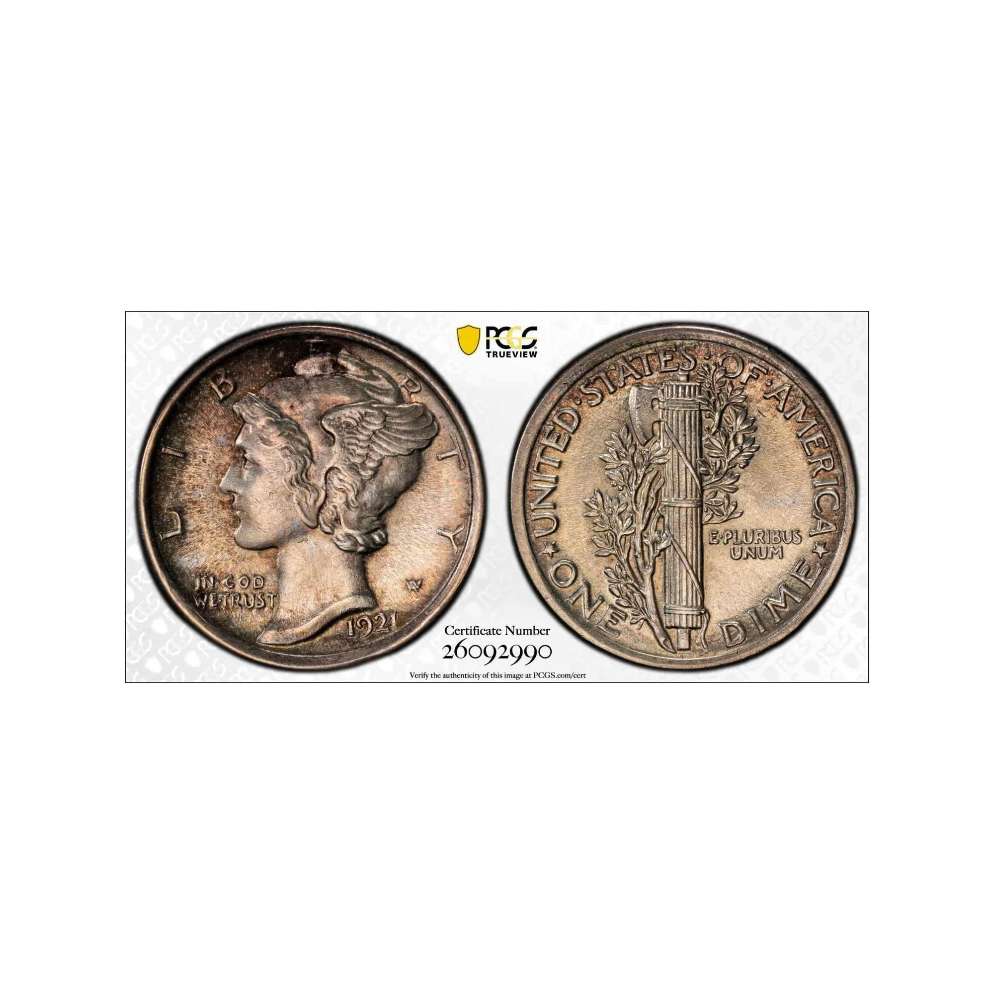 1921 Mercury 10c  PCGS AU 58FB (CAC)