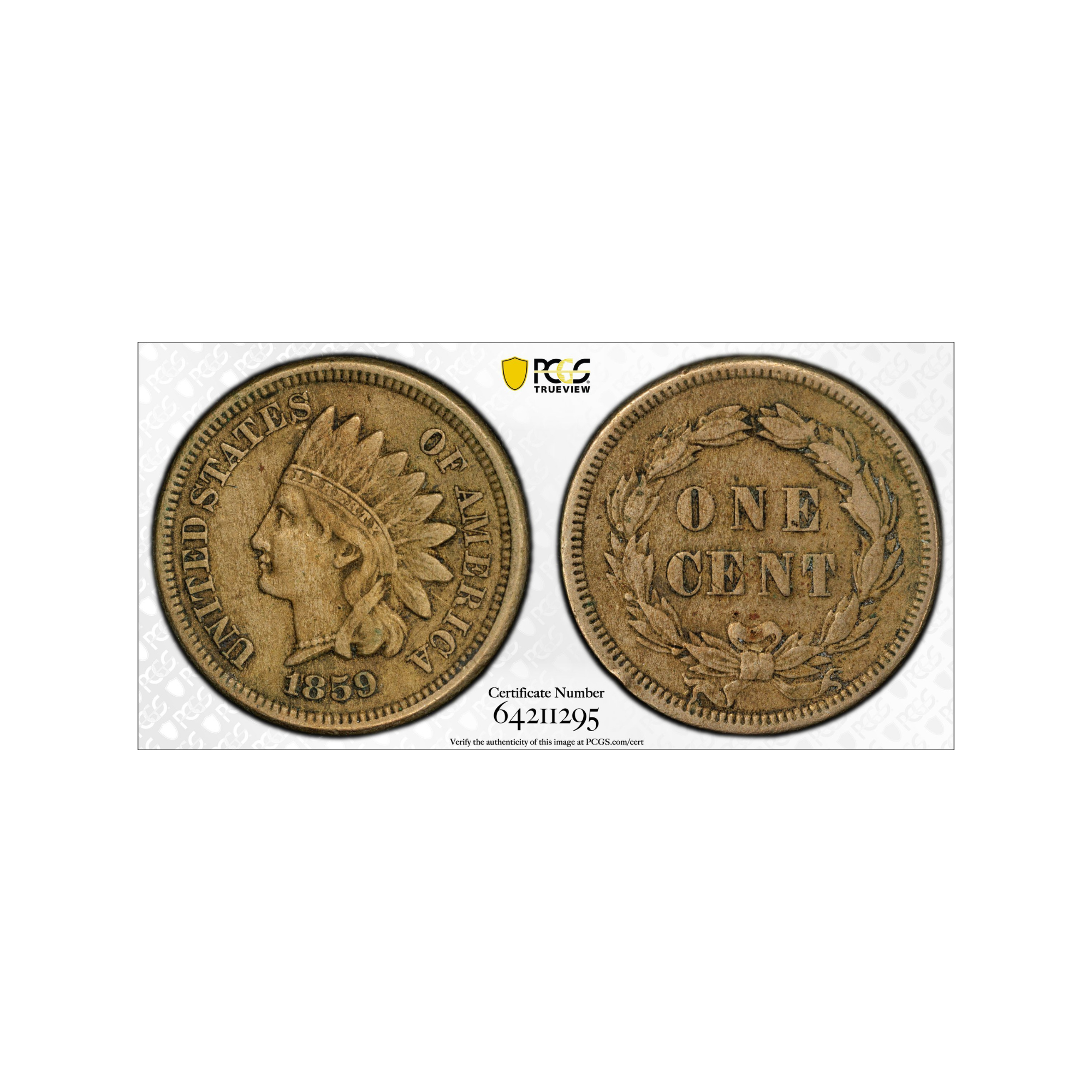 (**NEW**) 1859 Indian Head 1c   PCGS XF 40