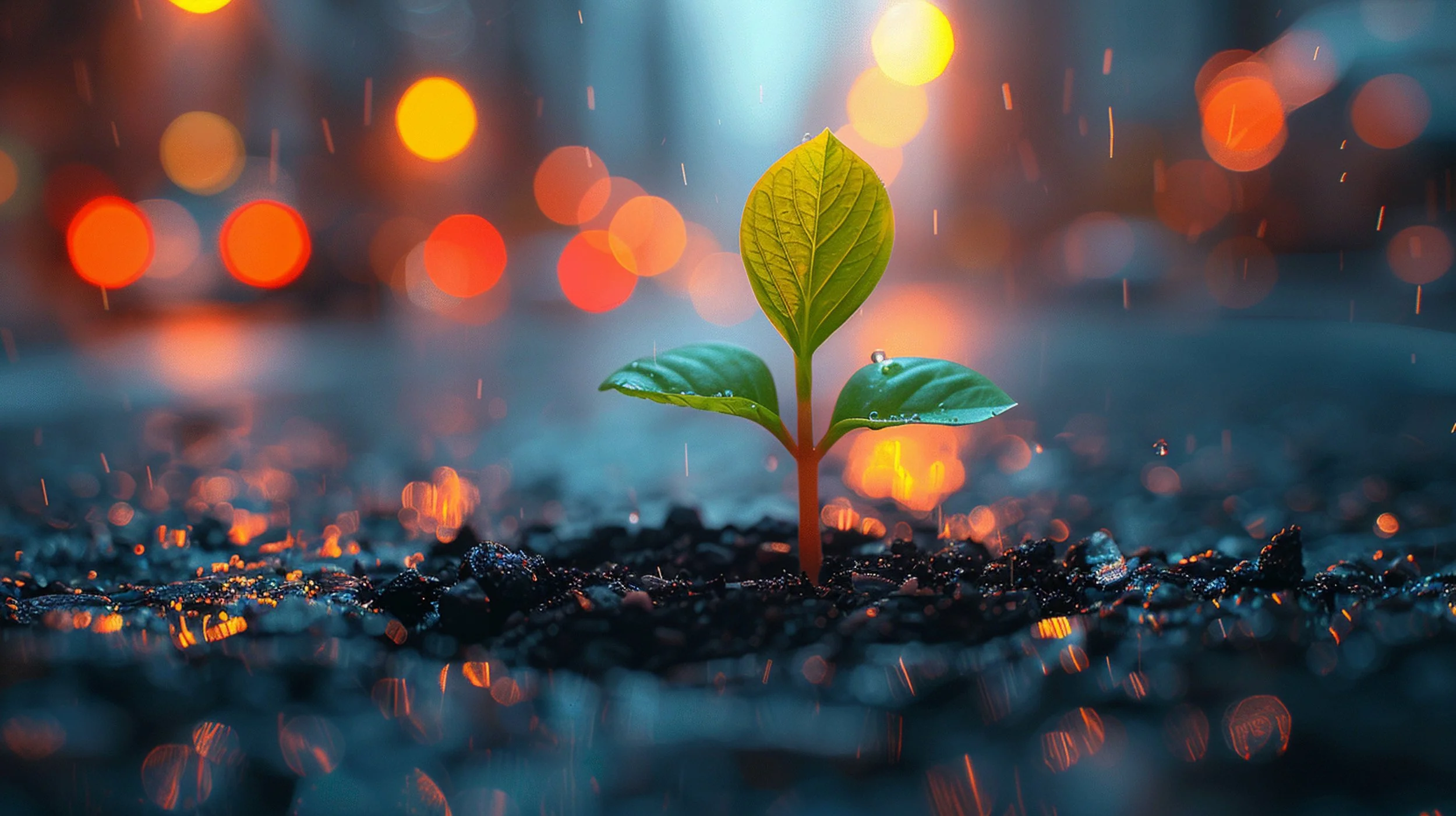 A small green plant with three leaves growing in soil. Lady Bird Relationship Center Home Page