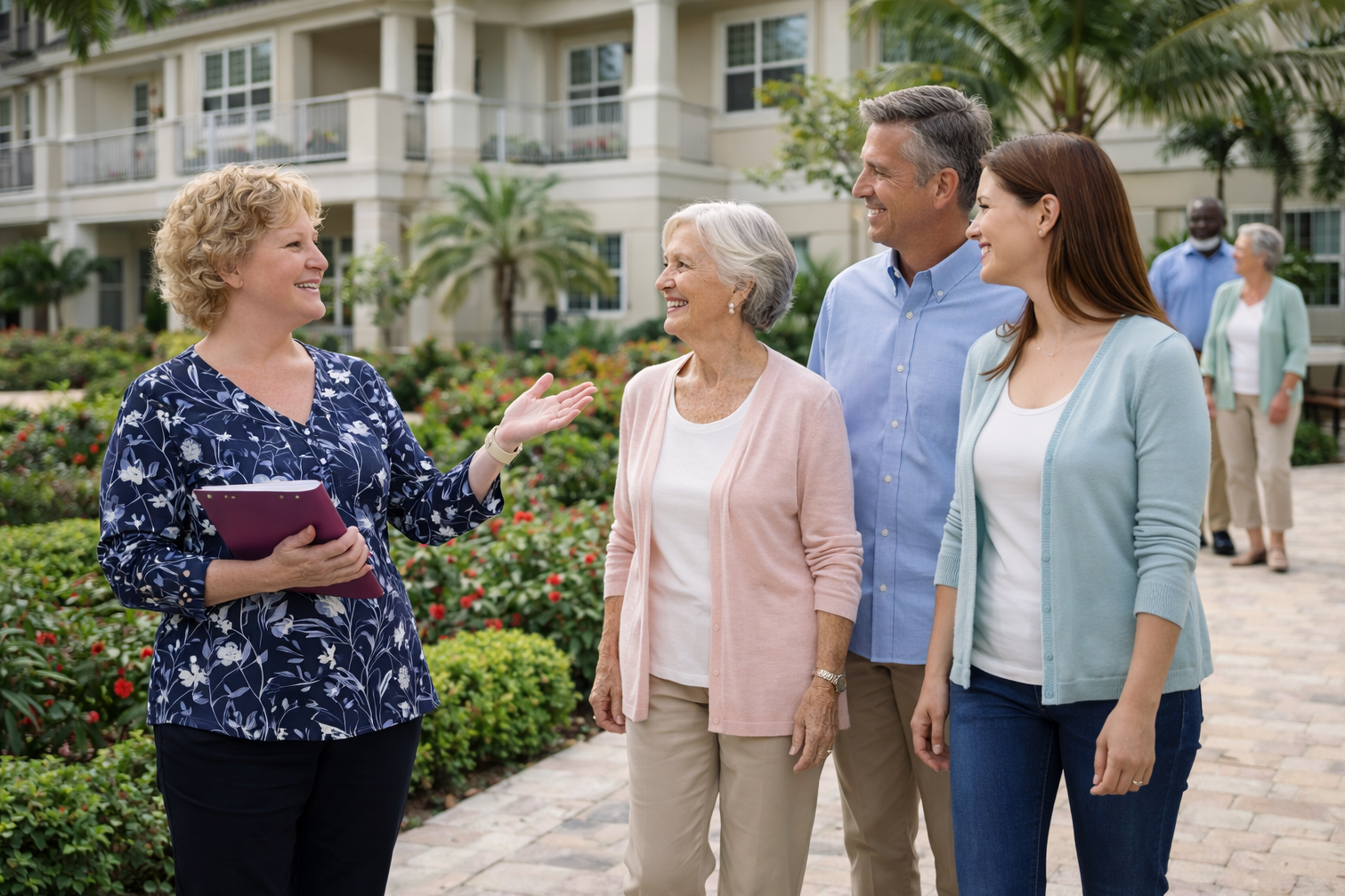 Janice giving tour to family