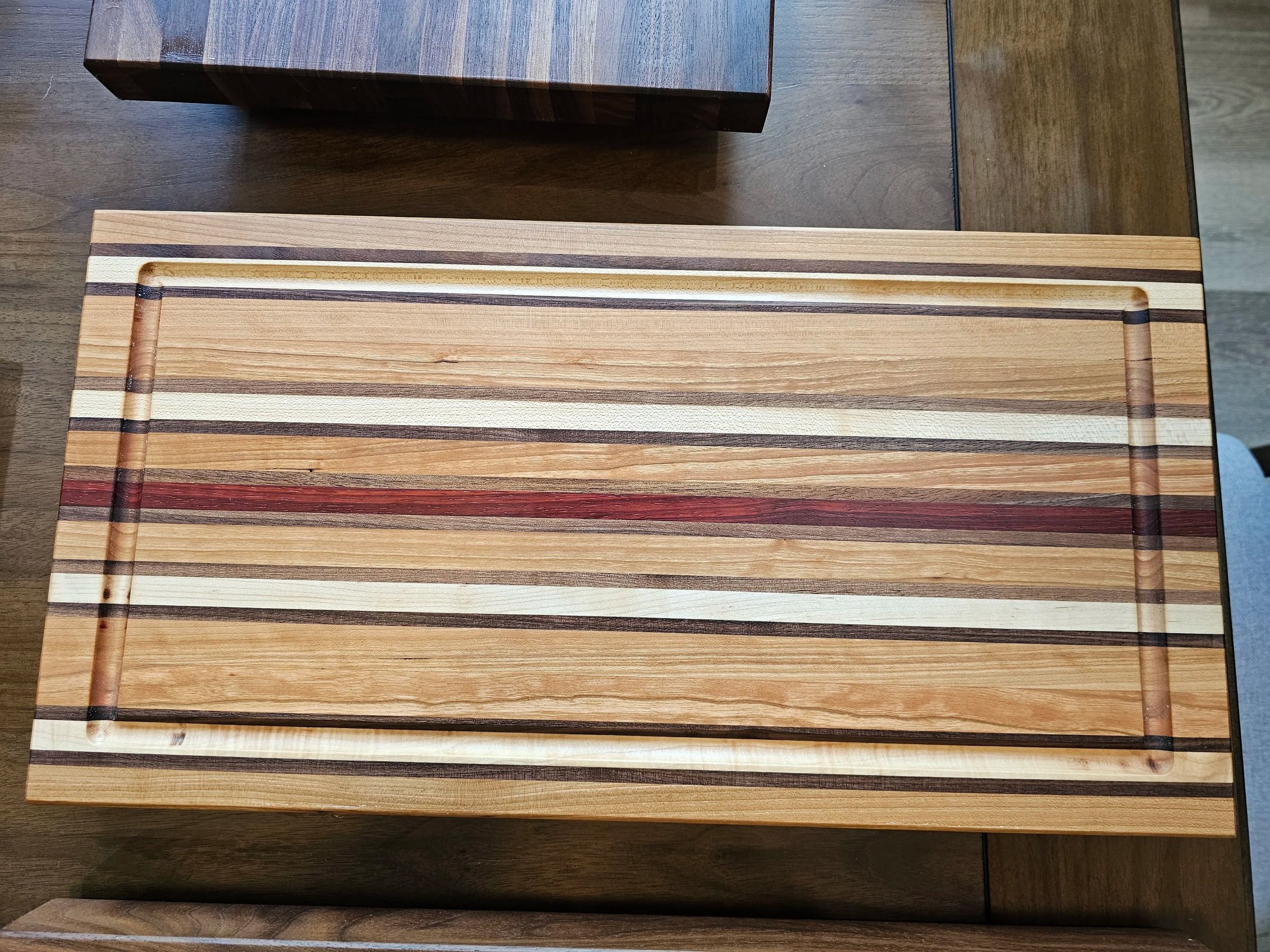 Mixed Wood Side Grain Cutting Board (Cherry, Walnut, Maple, and Padauk)