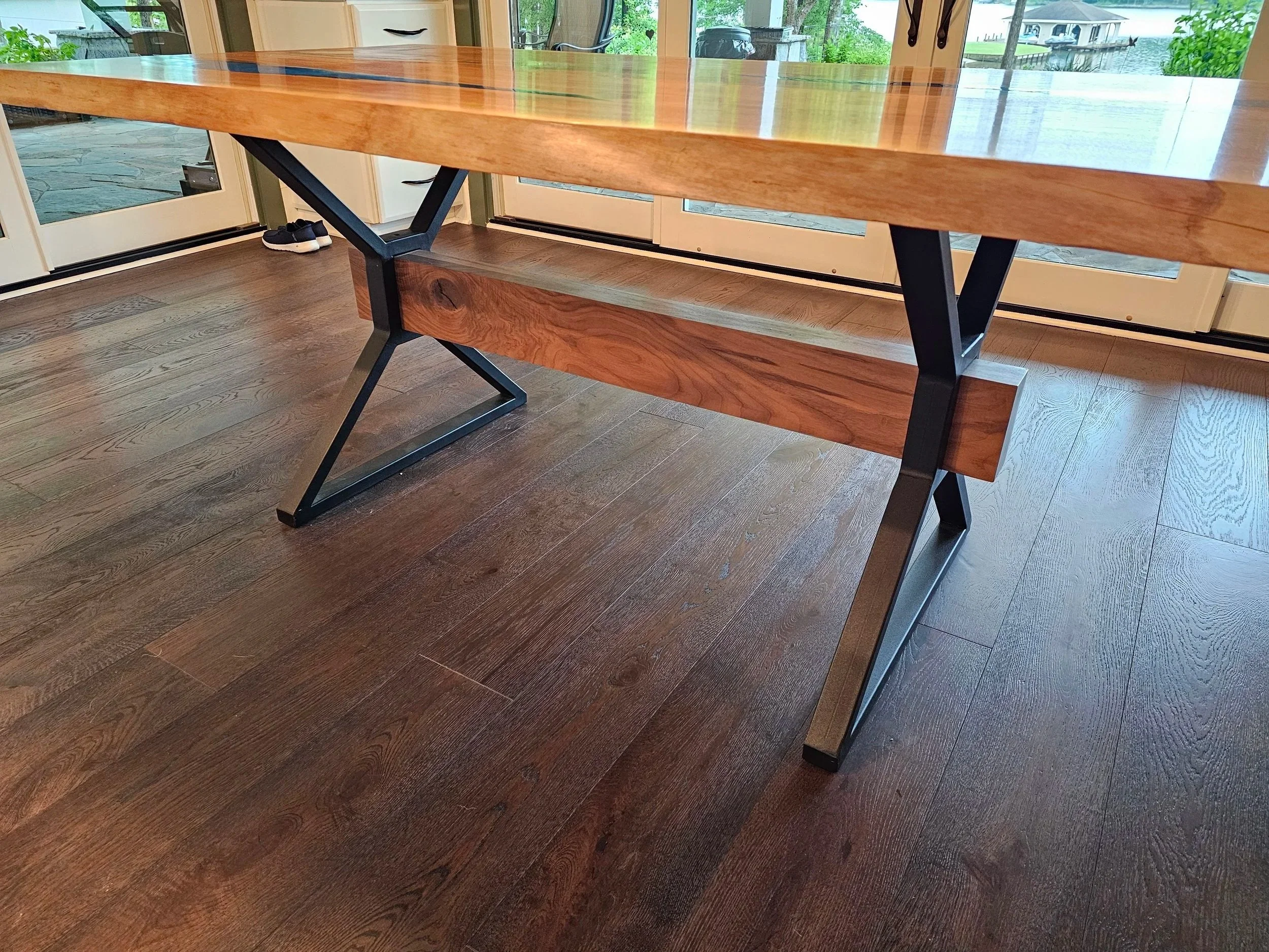 Walnut Live Edge with Blue Epoxy Table