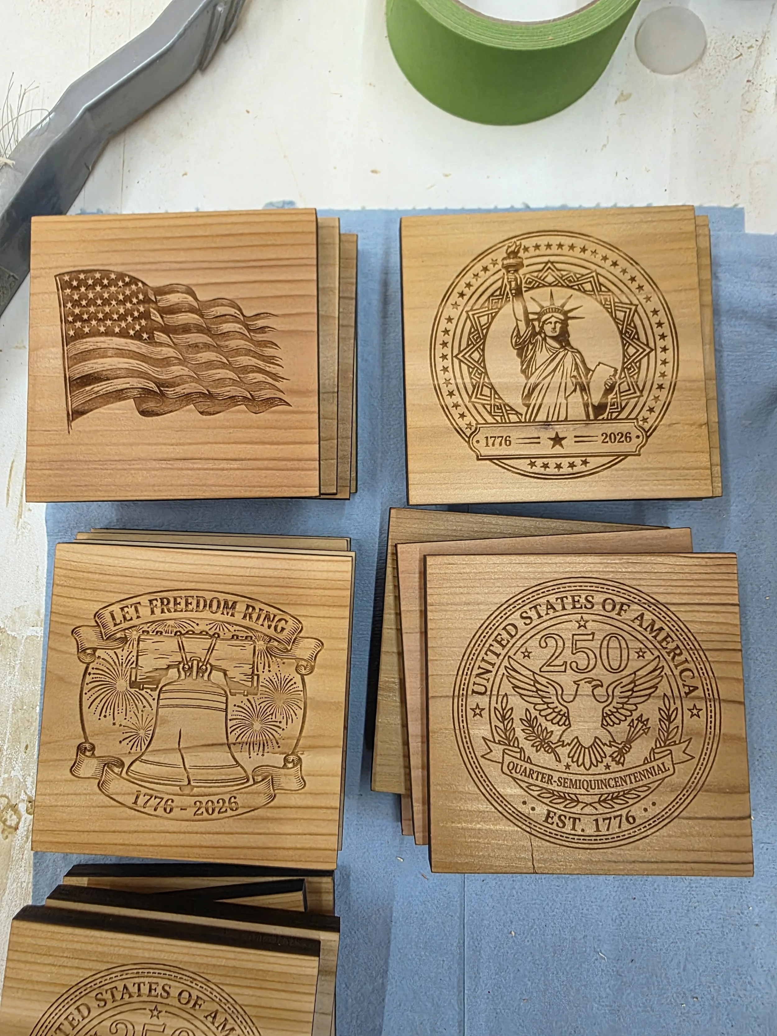 Cedar Patriotic Coasters