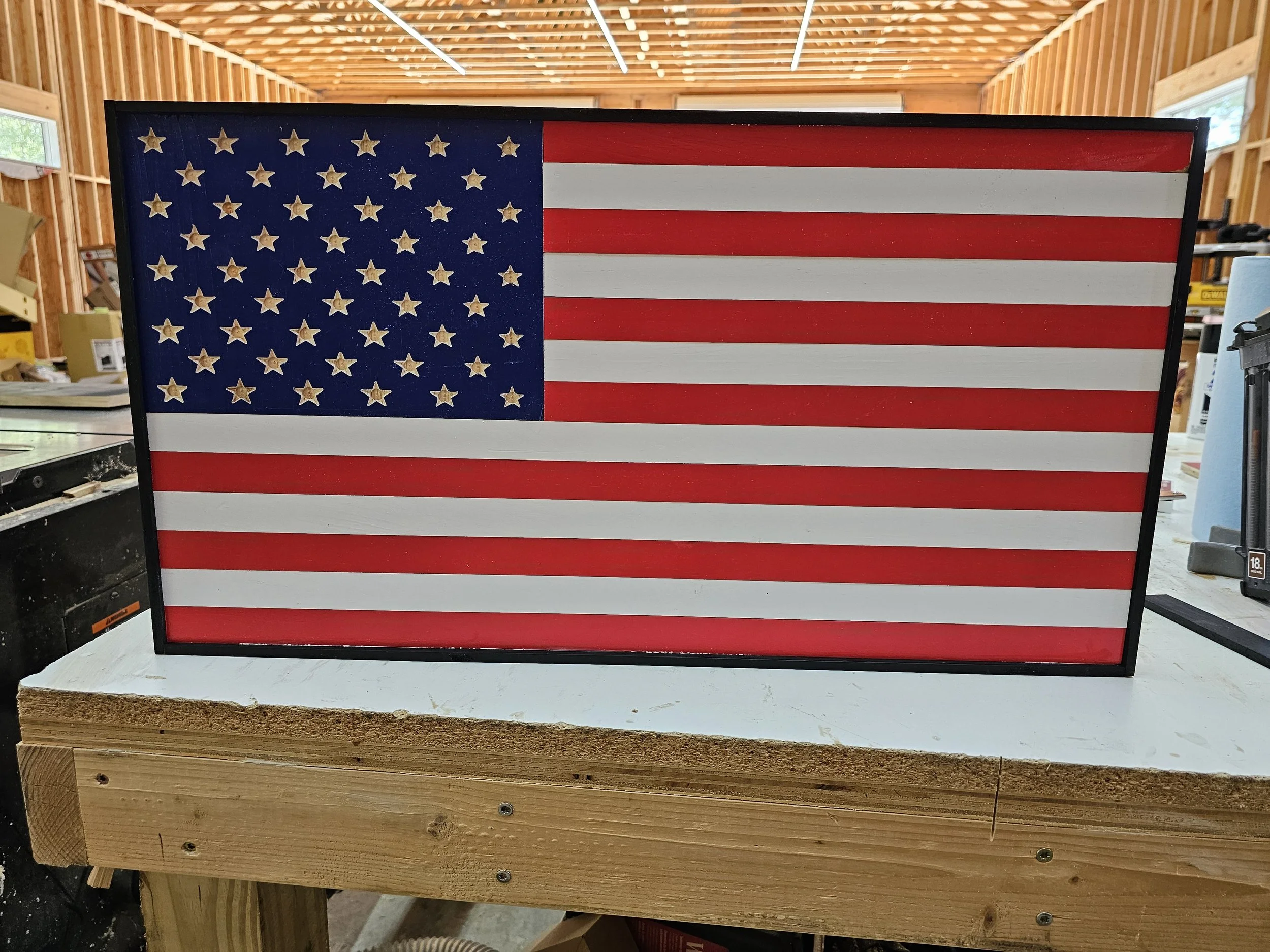 Red, White, and Blue American Flag with CNC Stars